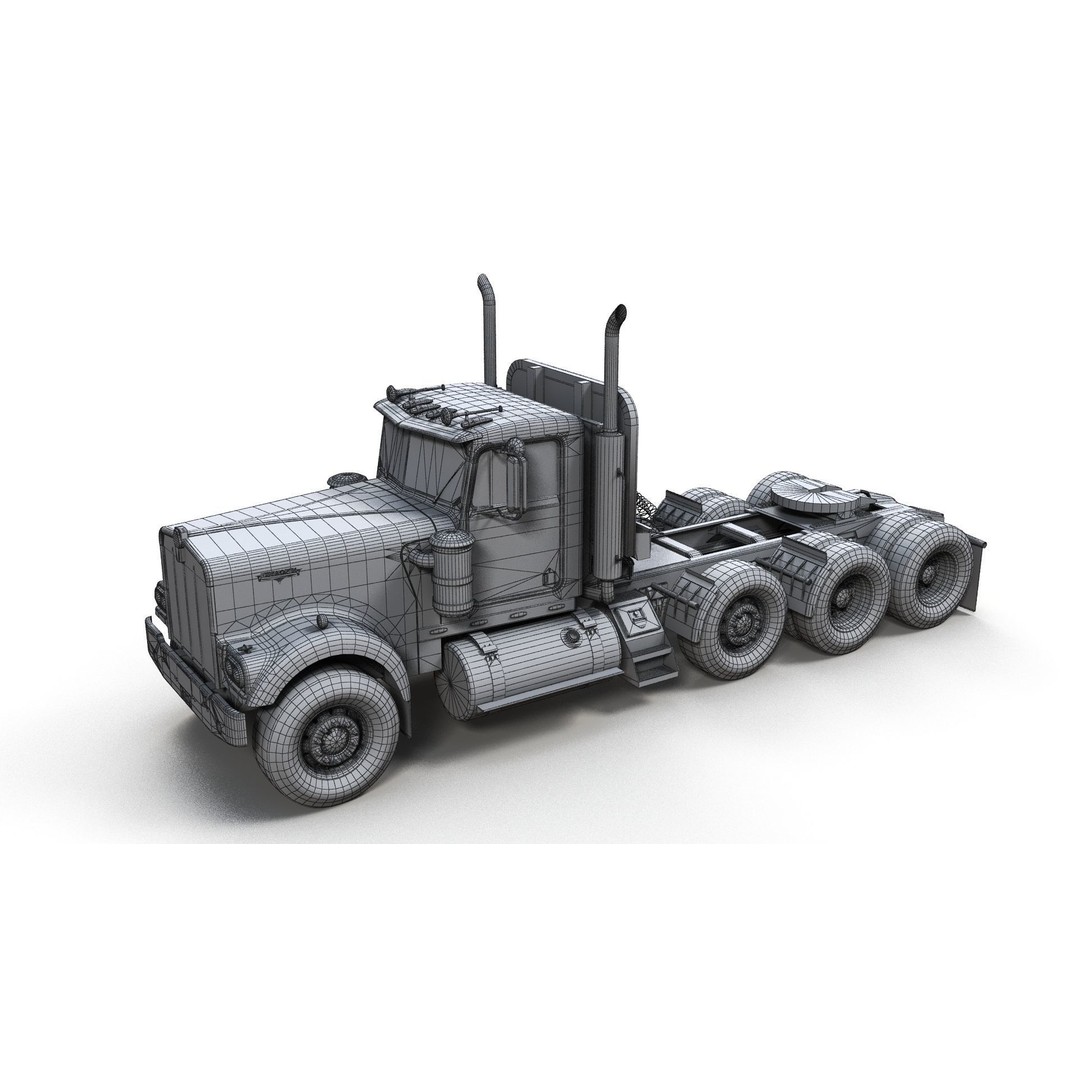Kenworth W900A Day Cab 3D Model – Low Poly Game Ready Vehicle, FBX - View 17