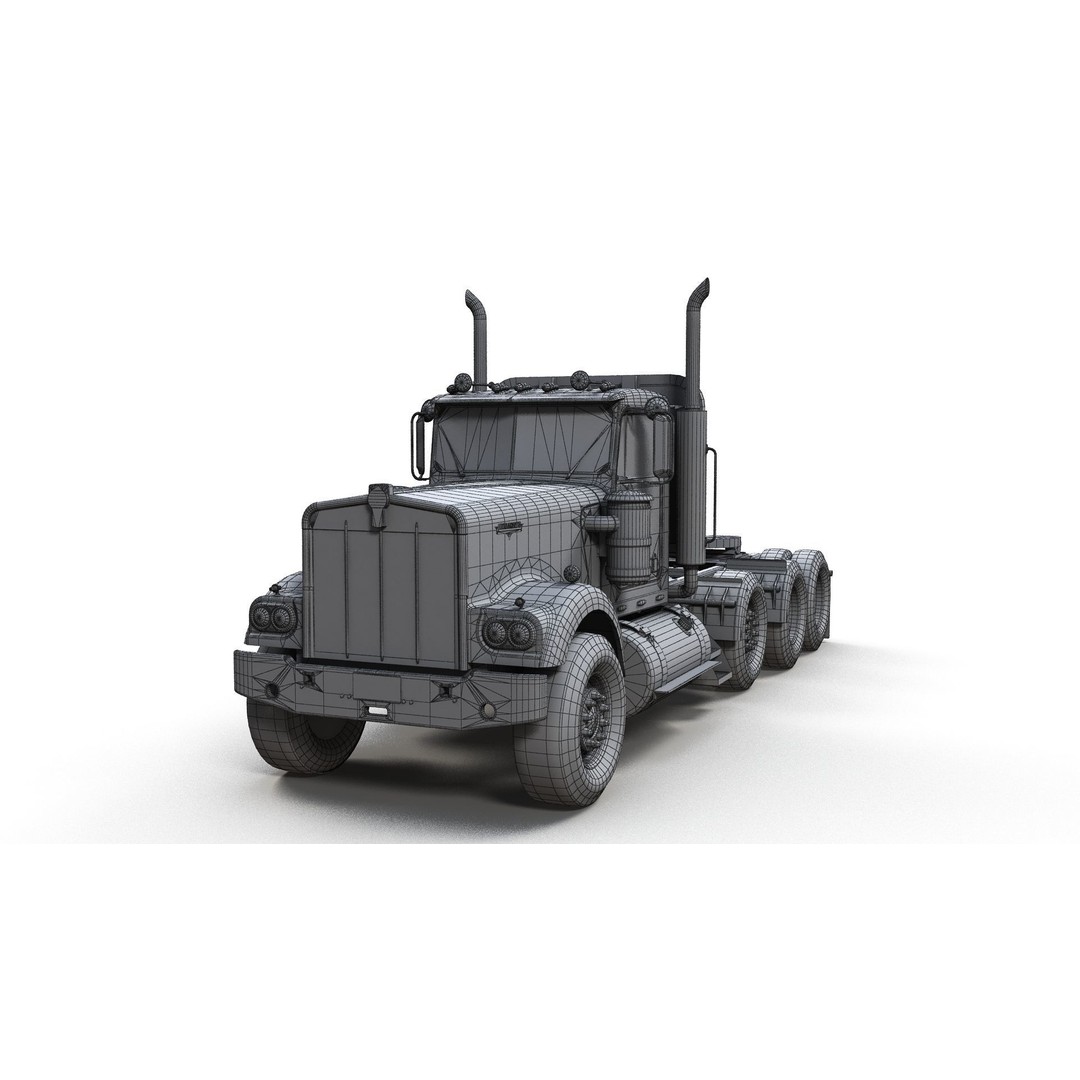 Kenworth W900A Day Cab 3D Model – Low Poly Game Ready Vehicle, FBX - View 18