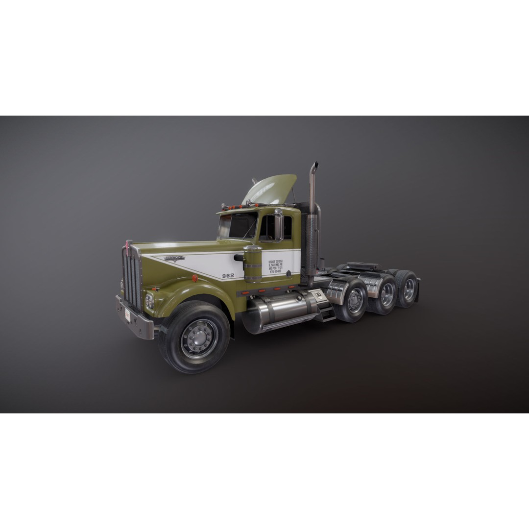 Kenworth W900A Day Cab 3D Model – Low Poly Game Ready Vehicle, FBX - View 19
