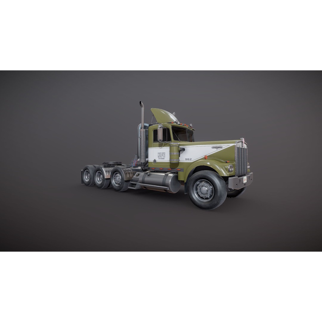 Kenworth W900A Day Cab 3D Model – Low Poly Game Ready Vehicle, FBX - View 21