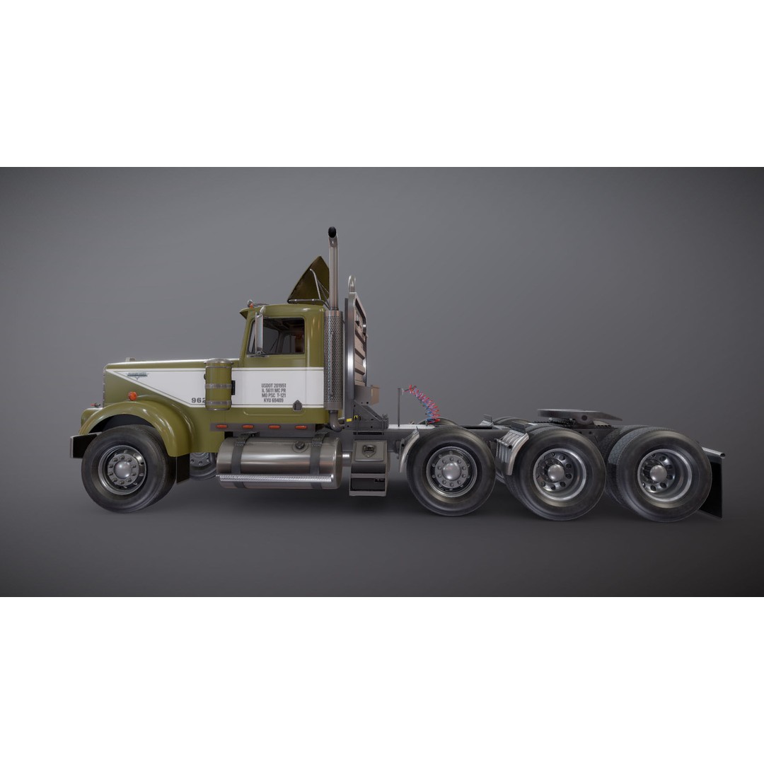 Kenworth W900A Day Cab 3D Model – Low Poly Game Ready Vehicle, FBX - View 22