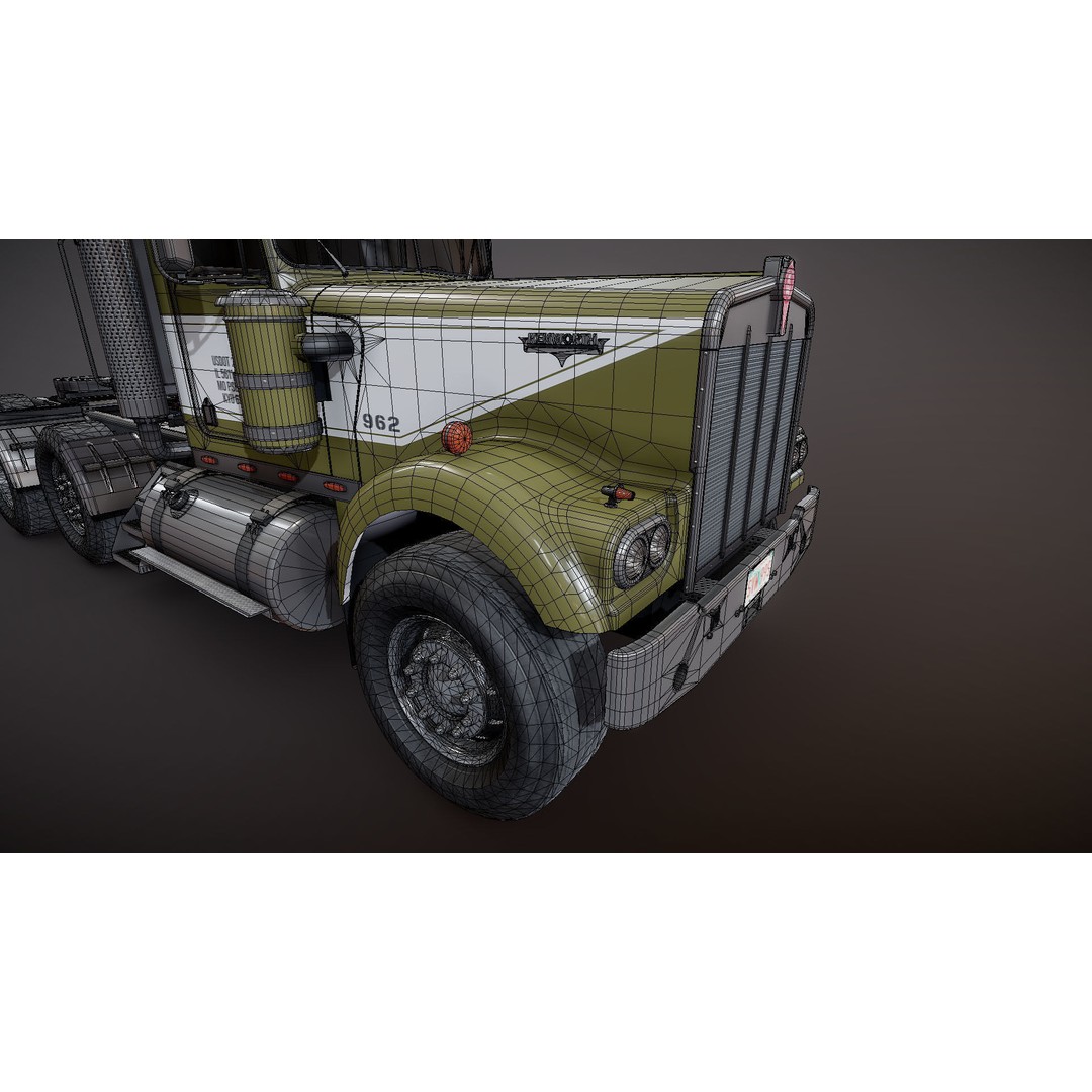 Kenworth W900A Day Cab 3D Model – Low Poly Game Ready Vehicle, FBX - View 25
