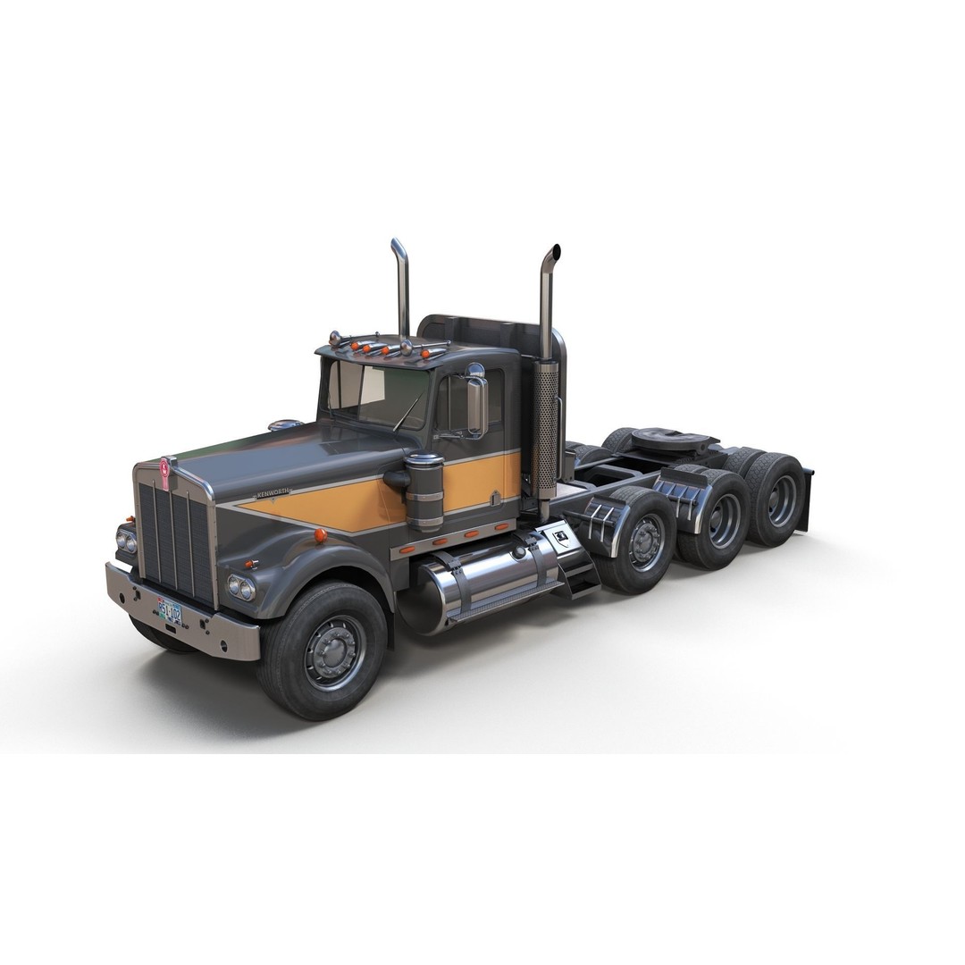 Kenworth W900A Day Cab 3D Model – Low Poly Game Ready Vehicle, FBX - View 3