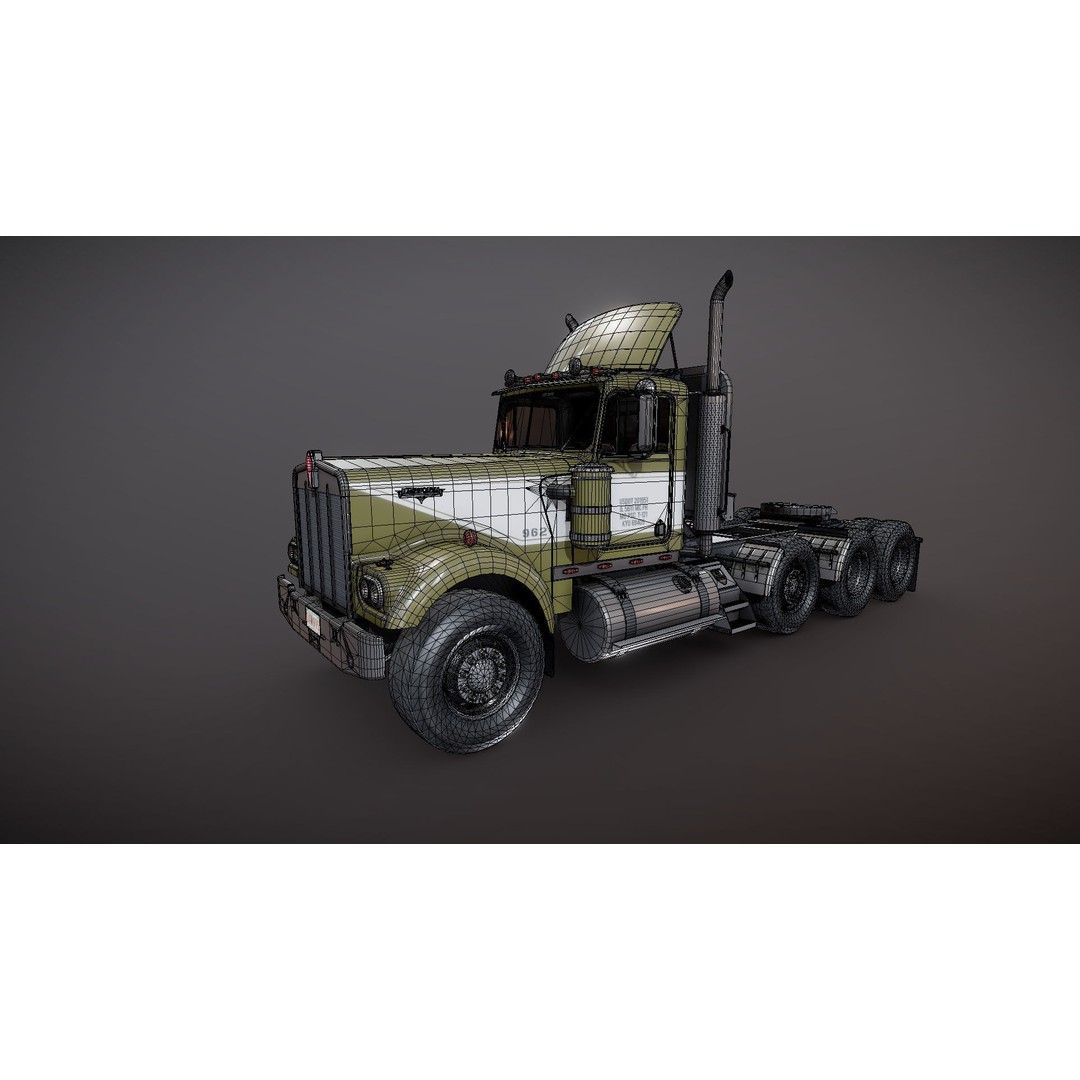 Kenworth W900A Day Cab 3D Model – Low Poly Game Ready Vehicle, FBX - View 30