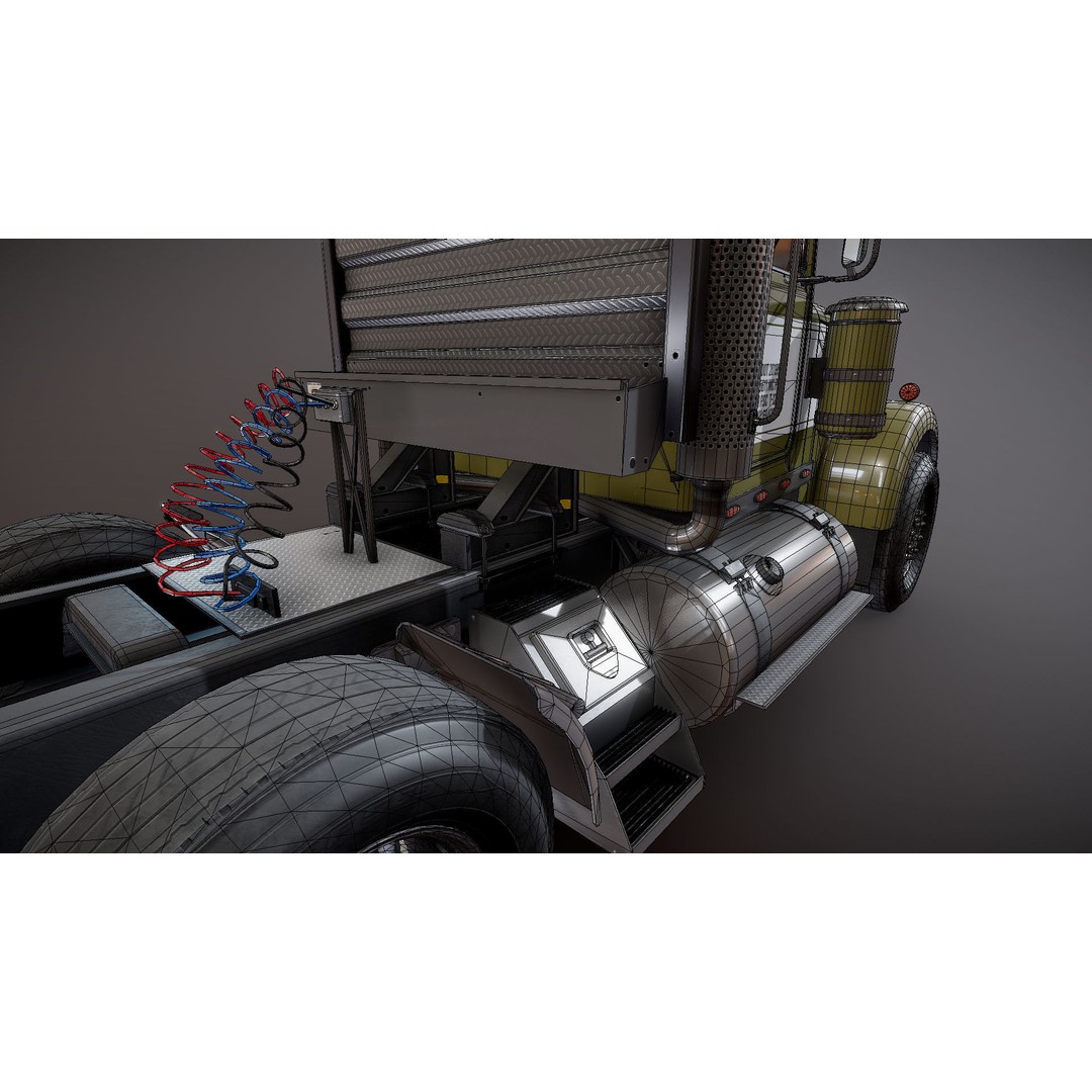 Kenworth W900A Day Cab 3D Model – Low Poly Game Ready Vehicle, FBX - View 32