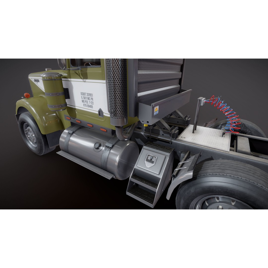Kenworth W900A Day Cab 3D Model – Low Poly Game Ready Vehicle, FBX - View 33