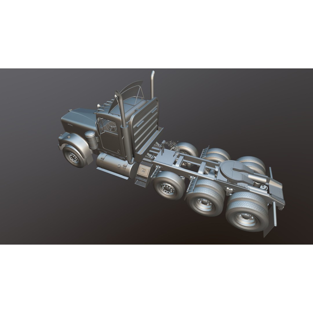 Kenworth W900A Day Cab 3D Model – Low Poly Game Ready Vehicle, FBX - View 34