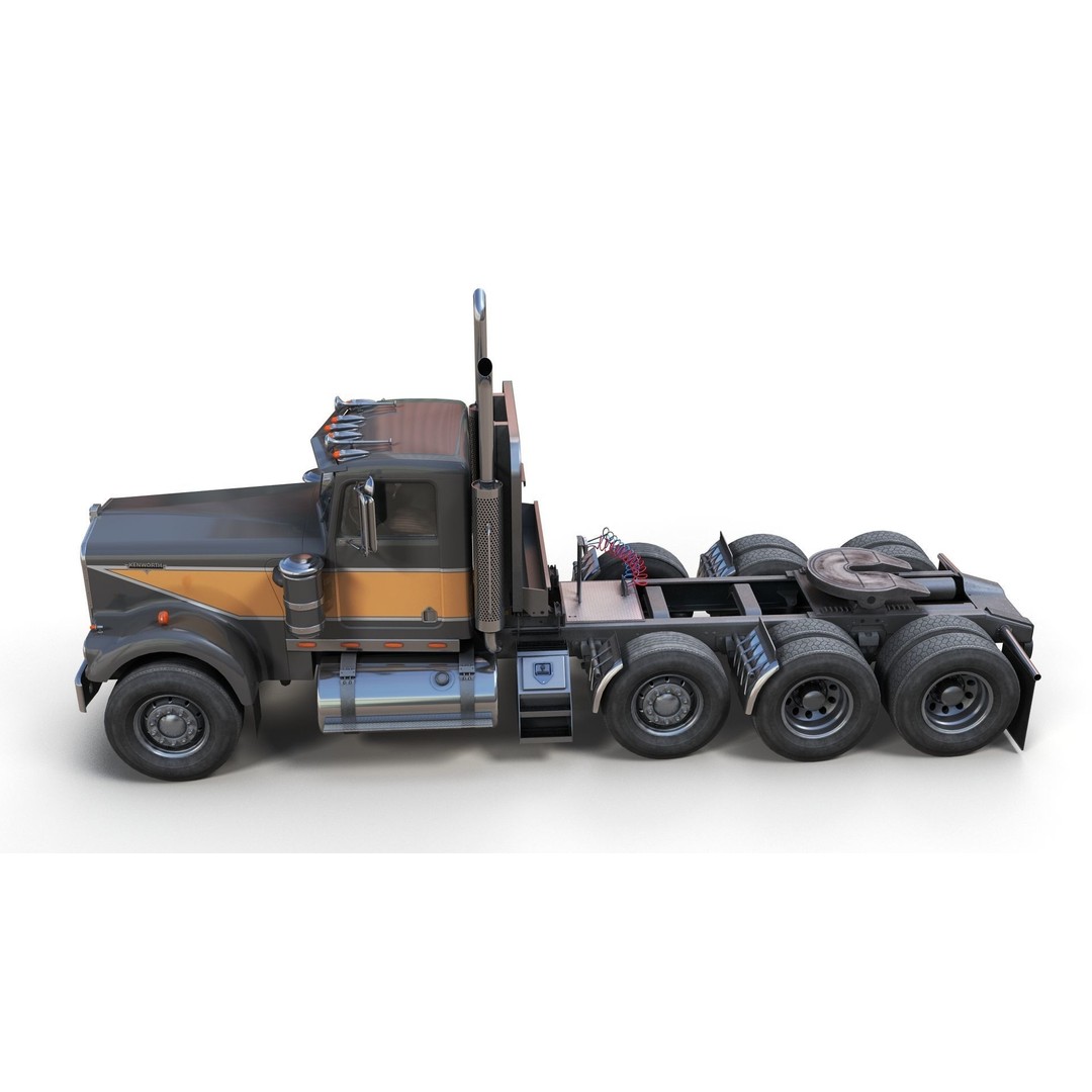 Kenworth W900A Day Cab 3D Model – Low Poly Game Ready Vehicle, FBX - View 7
