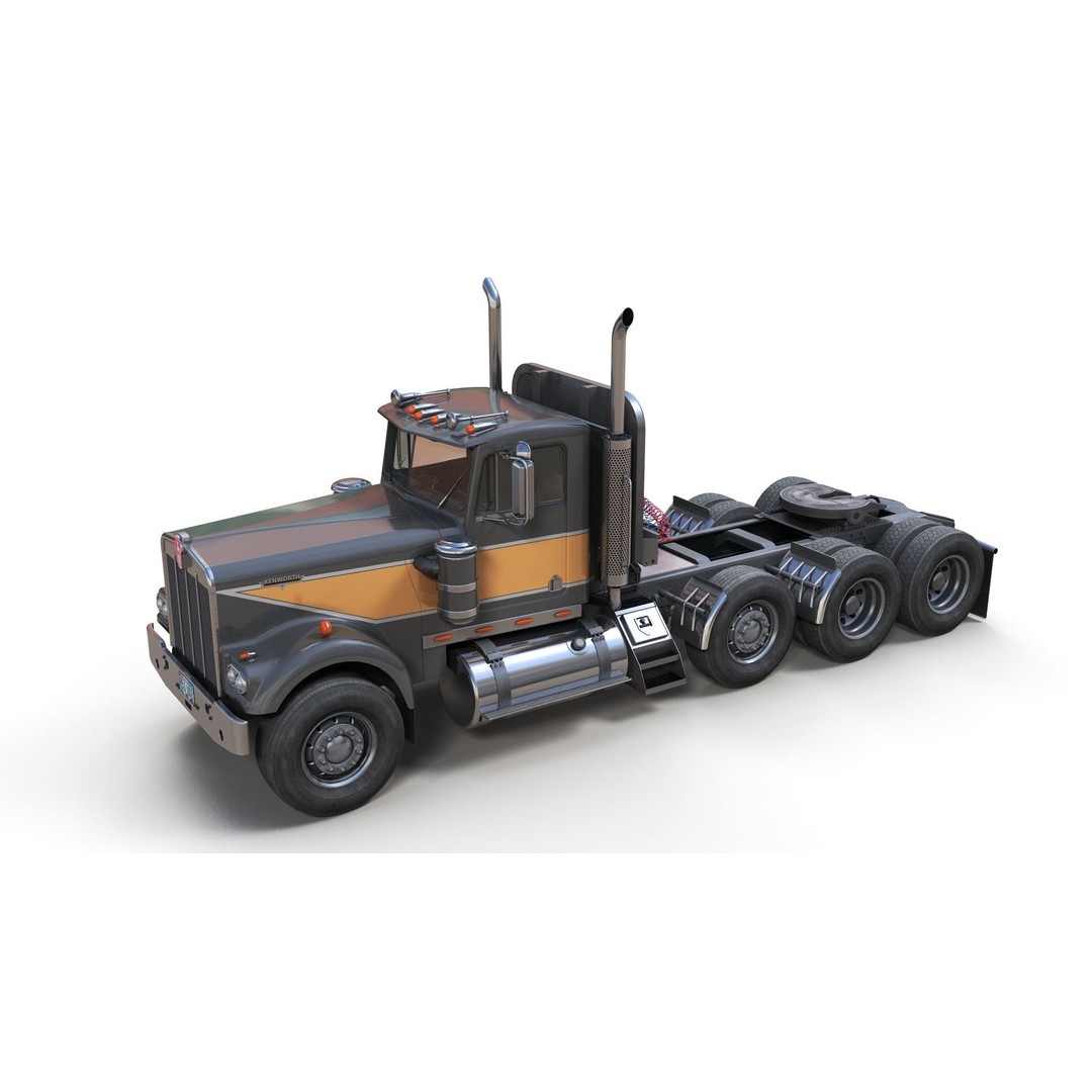 Kenworth W900A Day Cab 3D Model – Low Poly Game Ready Vehicle, FBX - View 9