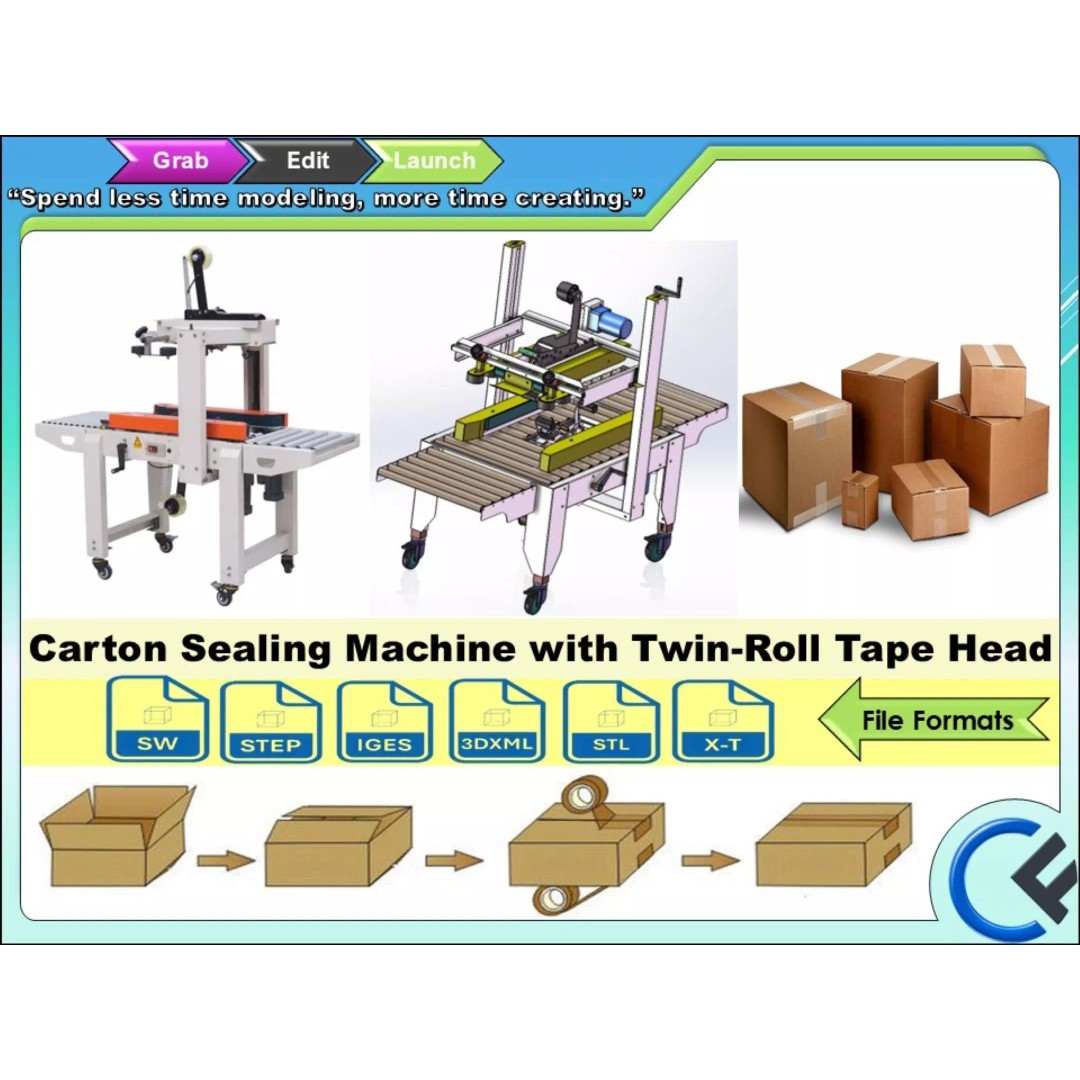 Carton Sealing Machine 3D Model – Industrial Packaging Automation, FBX - View 2