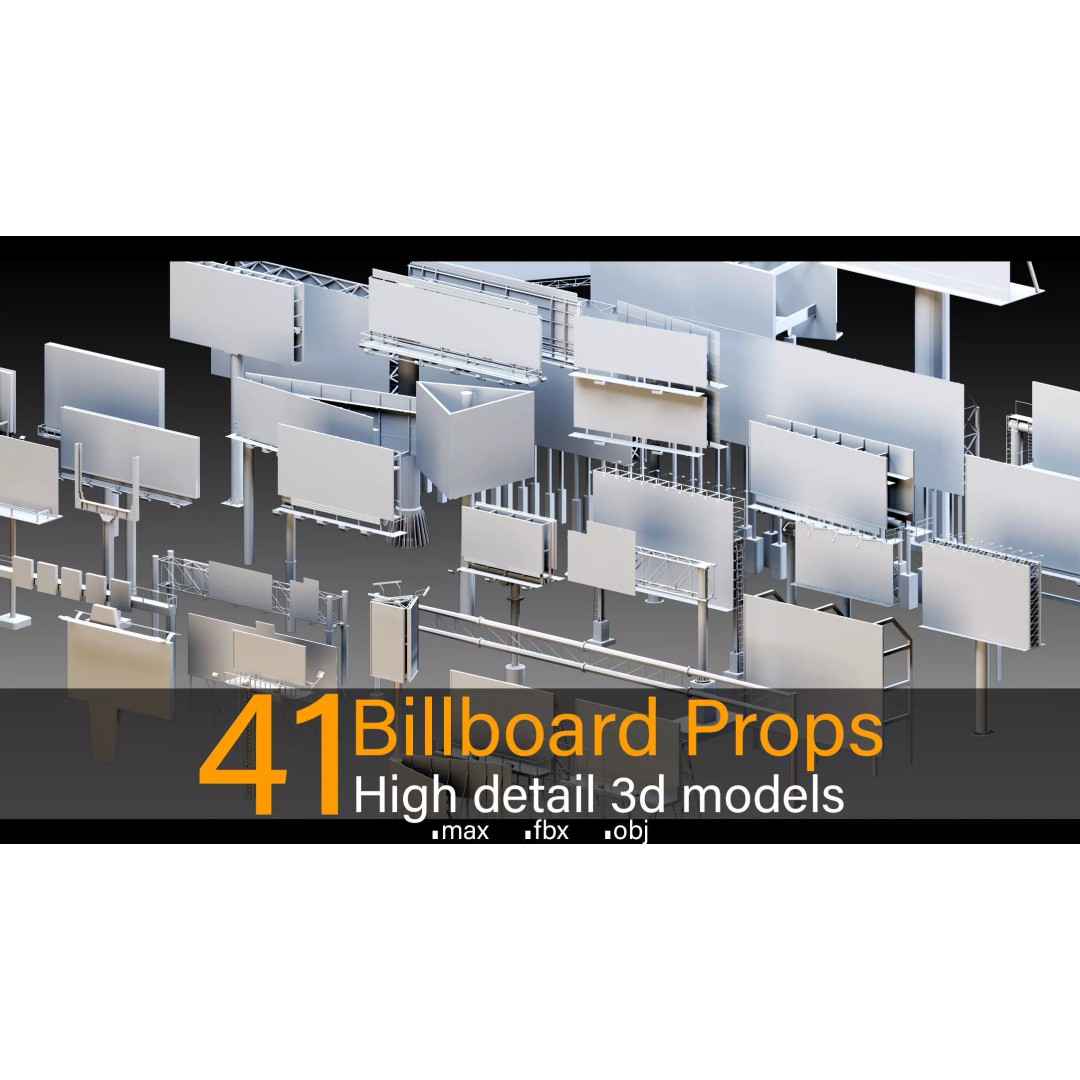 Billboard Props 3D Model – High Detail Polygon Mesh, FBX, OBJ - View 2