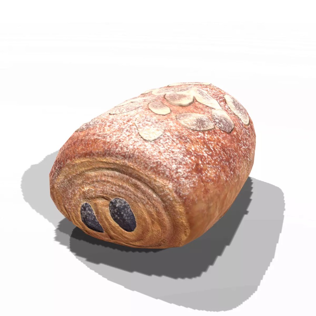 Almond Chocolatine 3D Model – Low Poly PBR Game Asset, FBX - View 2
