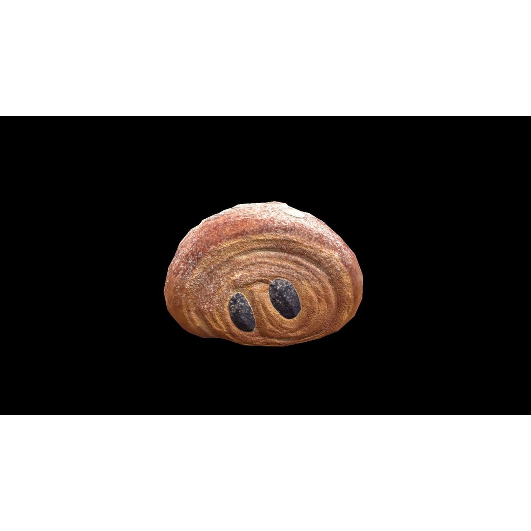 Almond Chocolatine 3D Model – Low Poly PBR Game Asset, FBX - View 3
