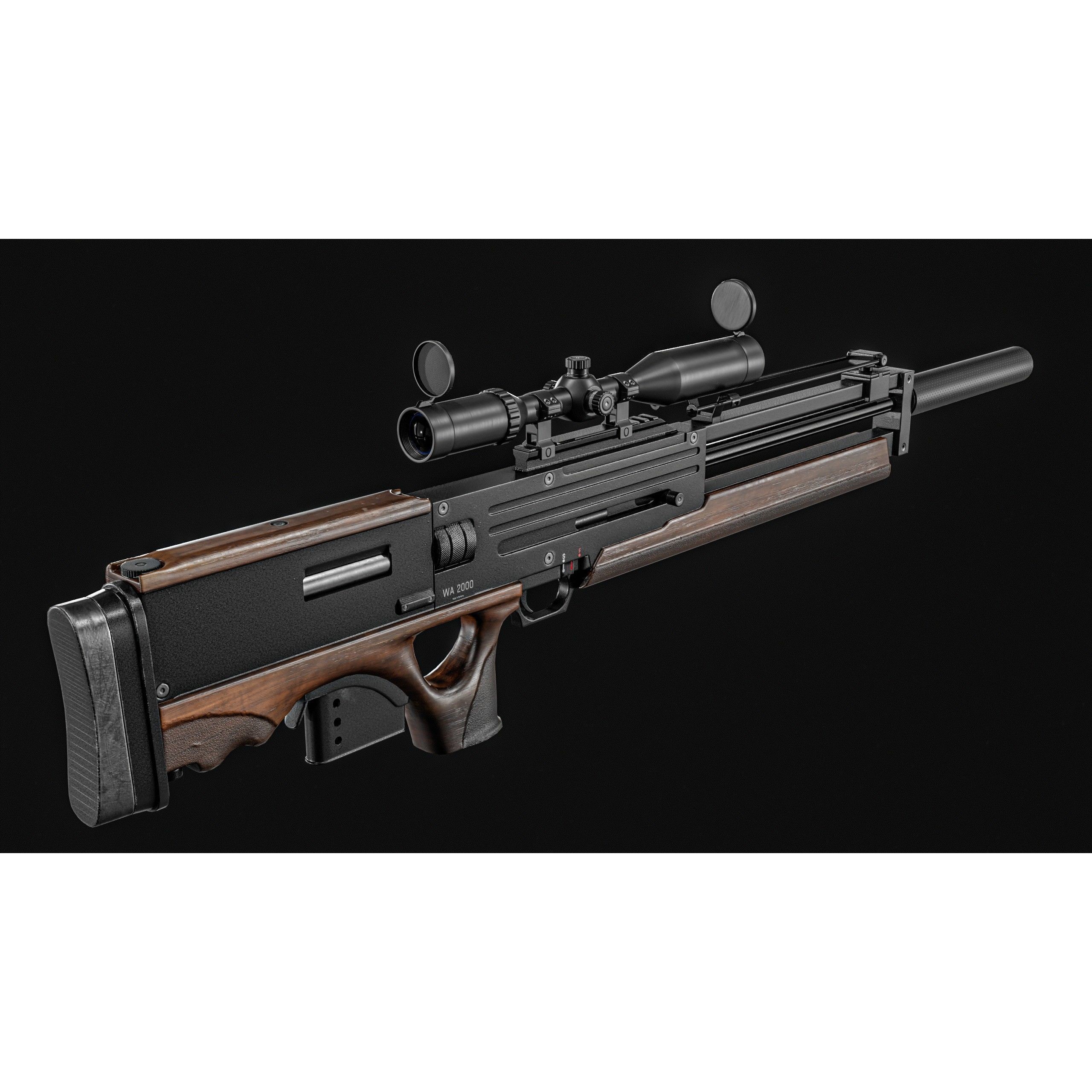 WA 2000 Sniper Rifle - Low-Poly Game-Ready 3D Model - View 10