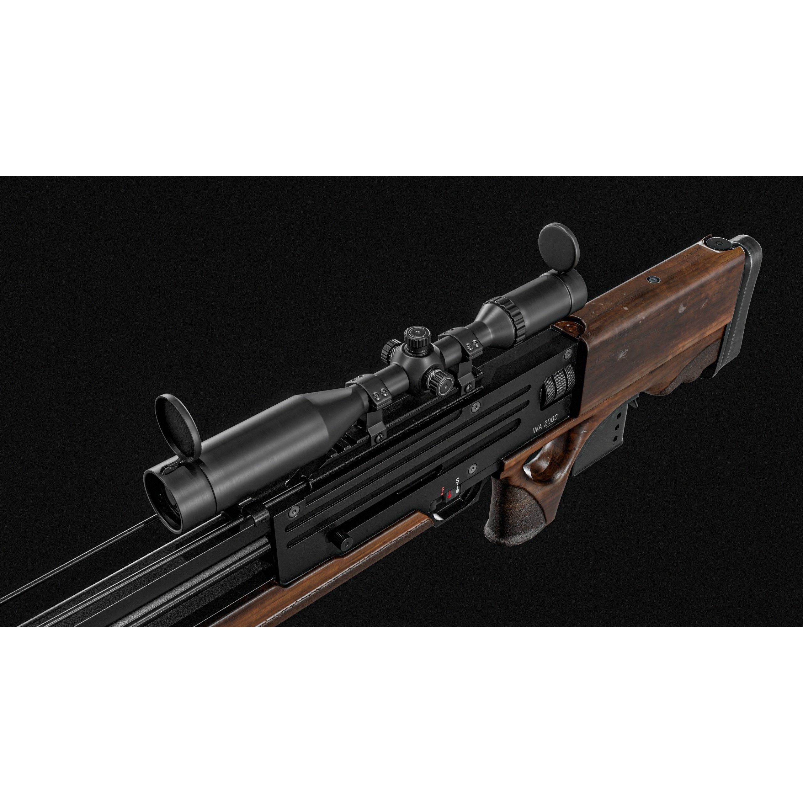 WA 2000 Sniper Rifle - Low-Poly Game-Ready 3D Model - View 14