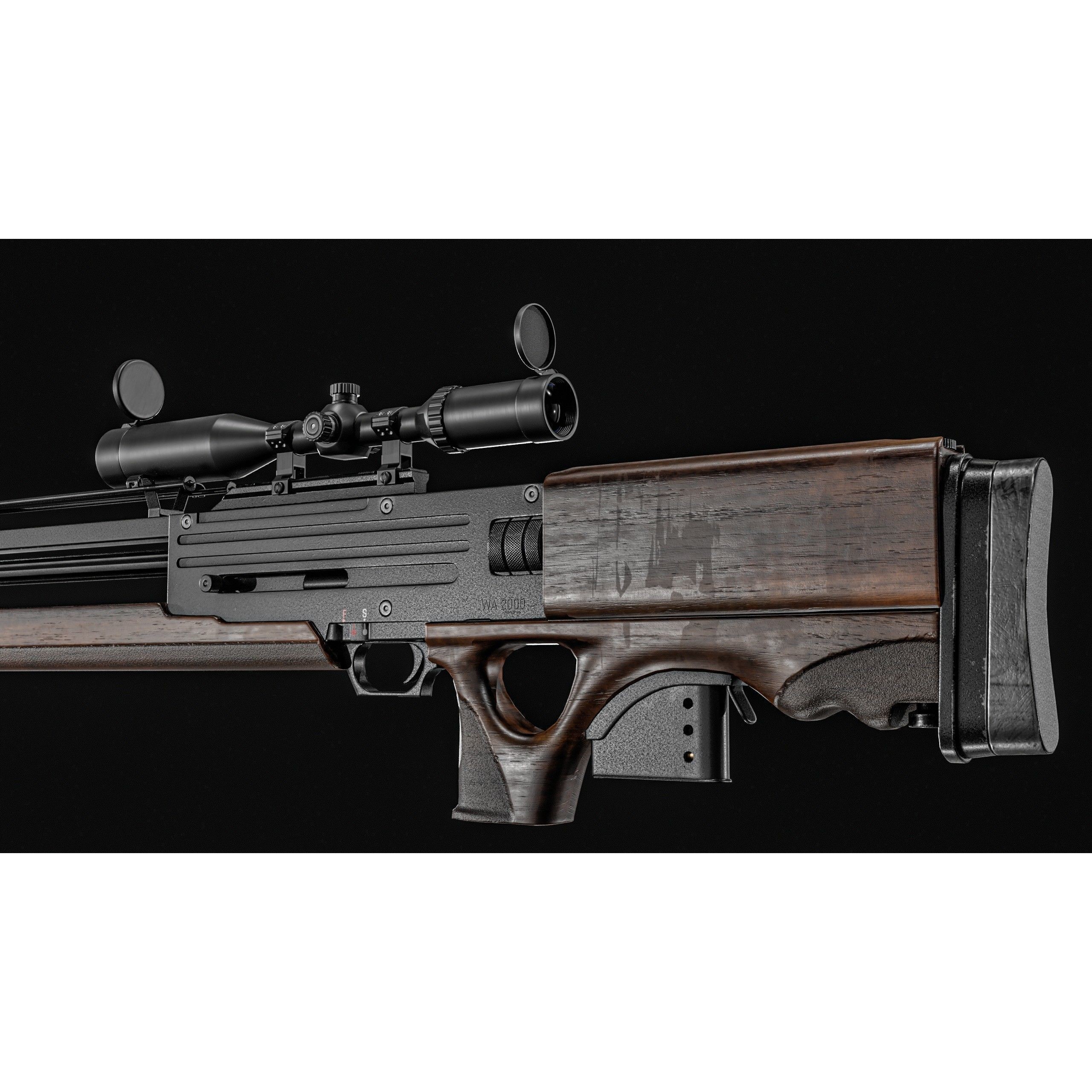 WA 2000 Sniper Rifle - Low-Poly Game-Ready 3D Model - View 21
