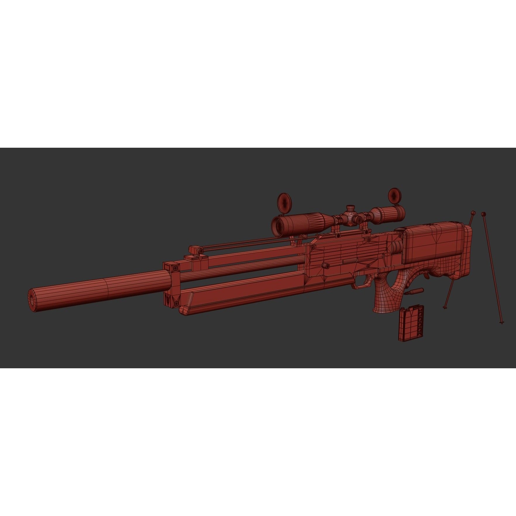 WA 2000 Sniper Rifle - Low-Poly Game-Ready 3D Model - View 28