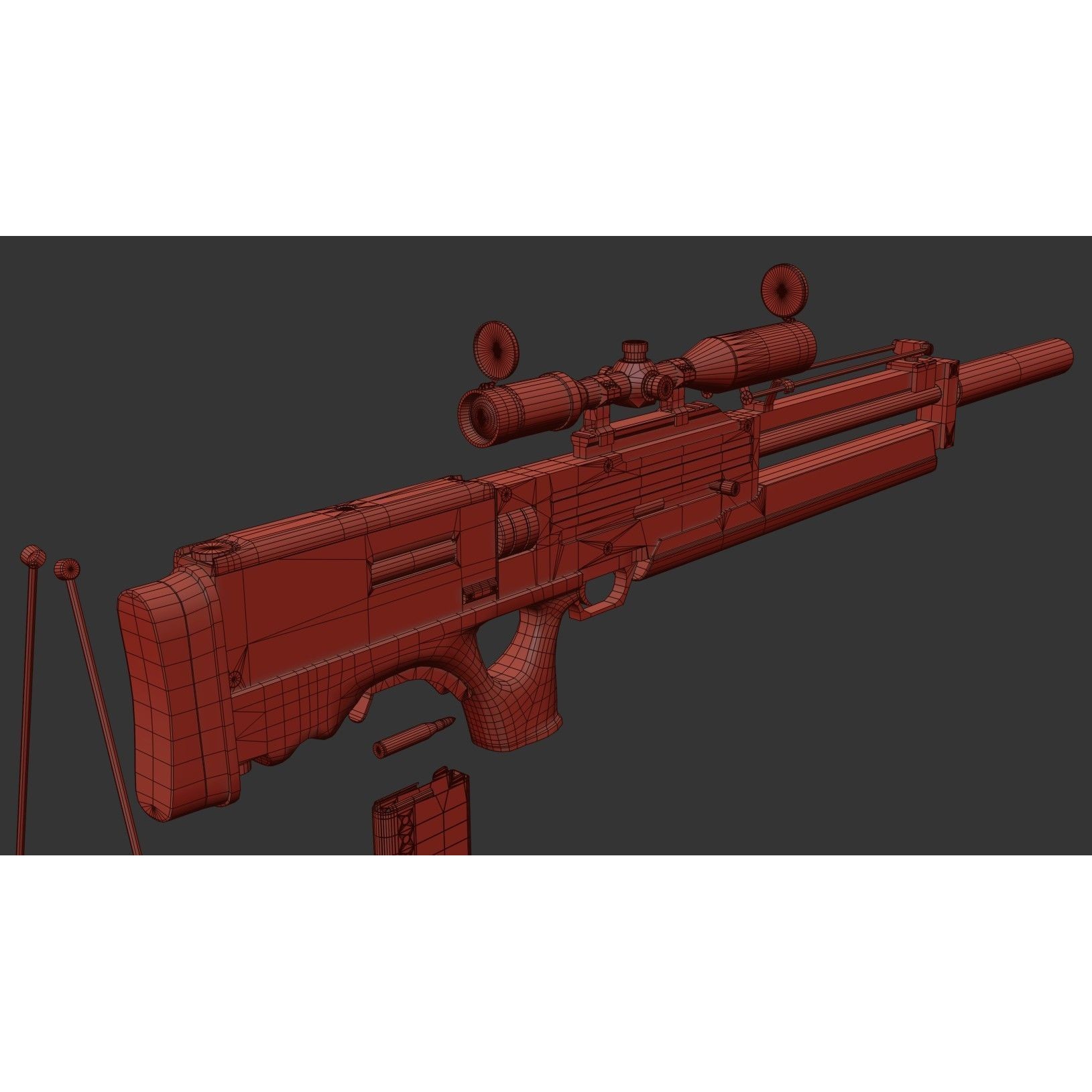 WA 2000 Sniper Rifle - Low-Poly Game-Ready 3D Model - View 30