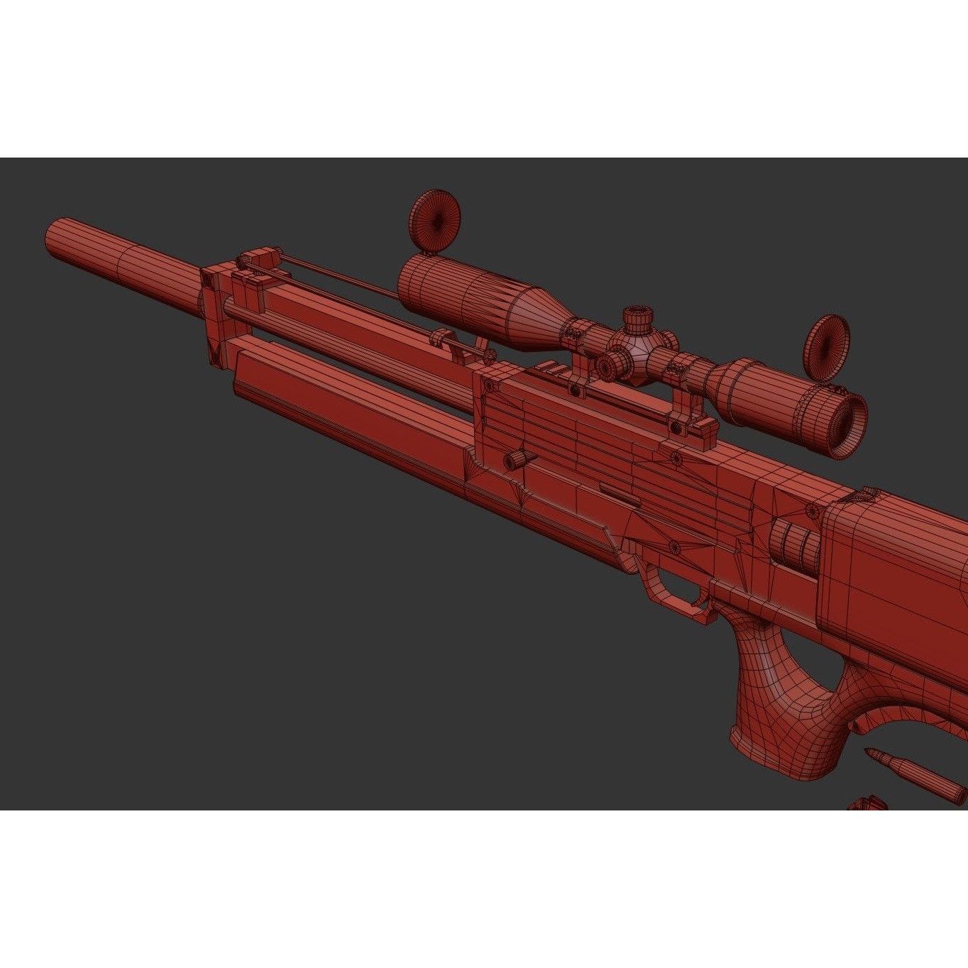 WA 2000 Sniper Rifle - Low-Poly Game-Ready 3D Model - View 31