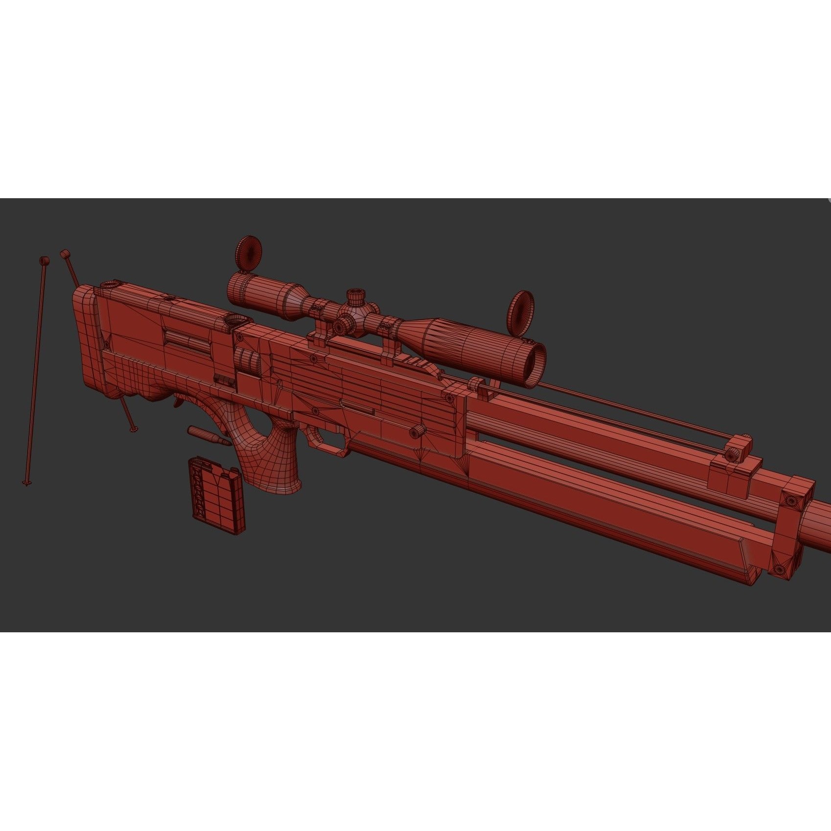 WA 2000 Sniper Rifle - Low-Poly Game-Ready 3D Model - View 33
