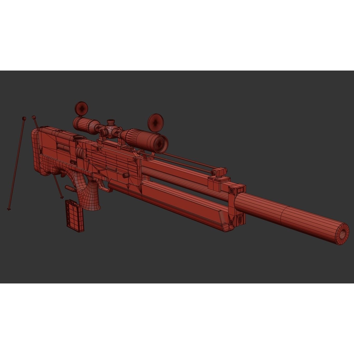 WA 2000 Sniper Rifle - Low-Poly Game-Ready 3D Model - View 34