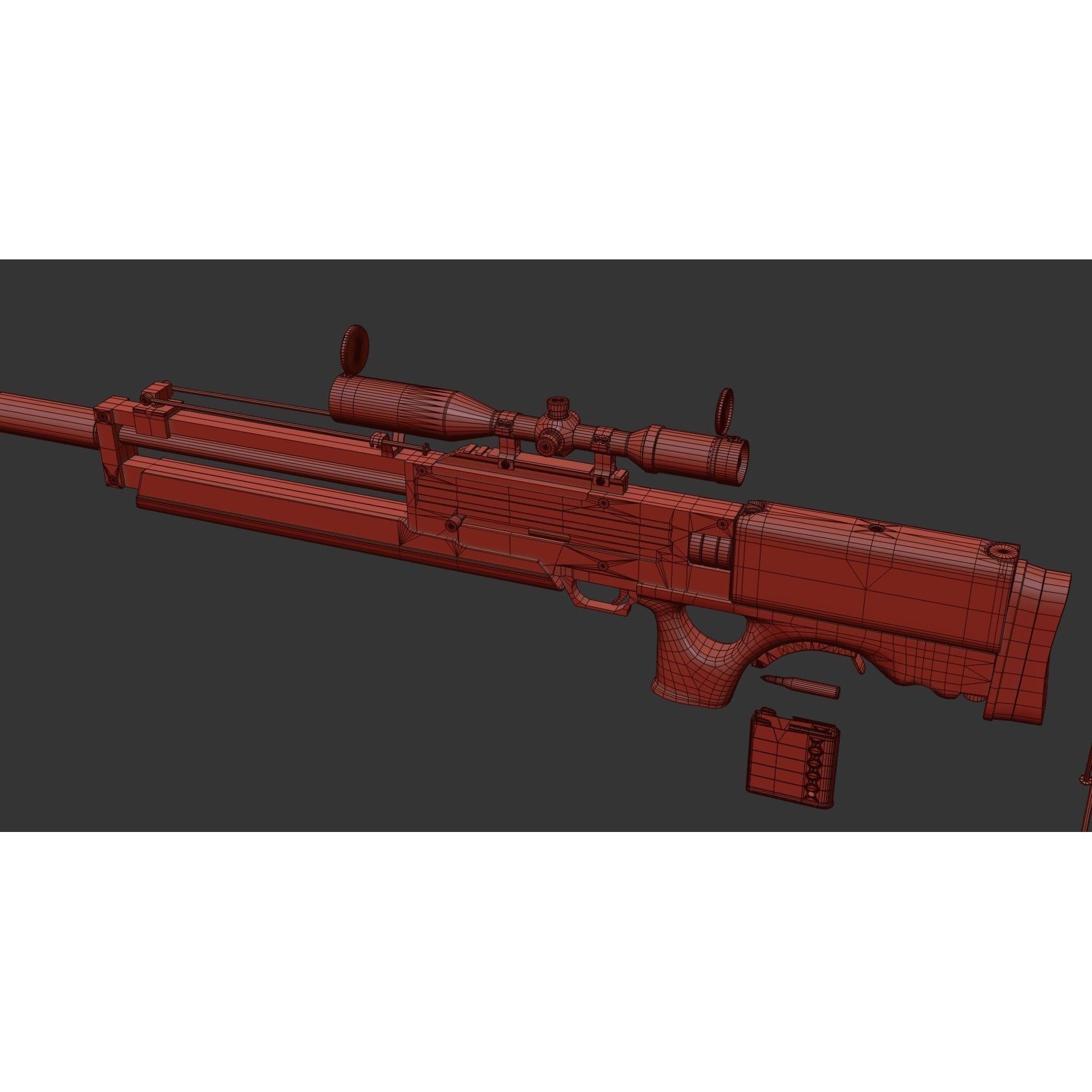 WA 2000 Sniper Rifle - Low-Poly Game-Ready 3D Model - View 35