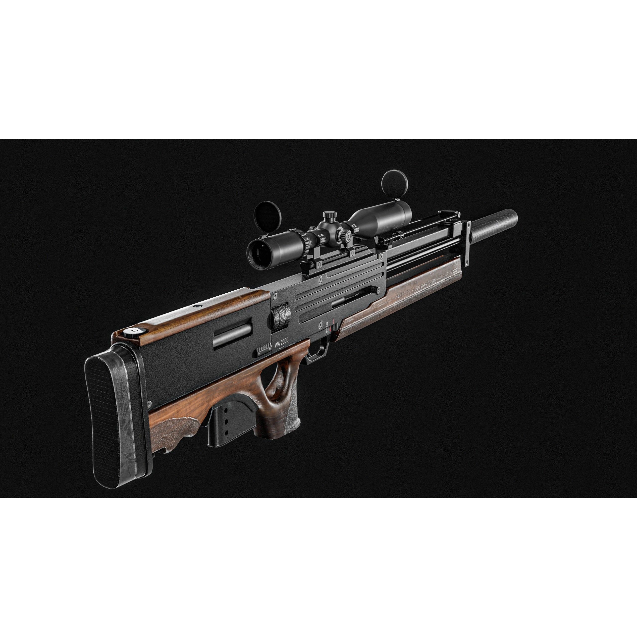 WA 2000 Sniper Rifle - Low-Poly Game-Ready 3D Model - View 5