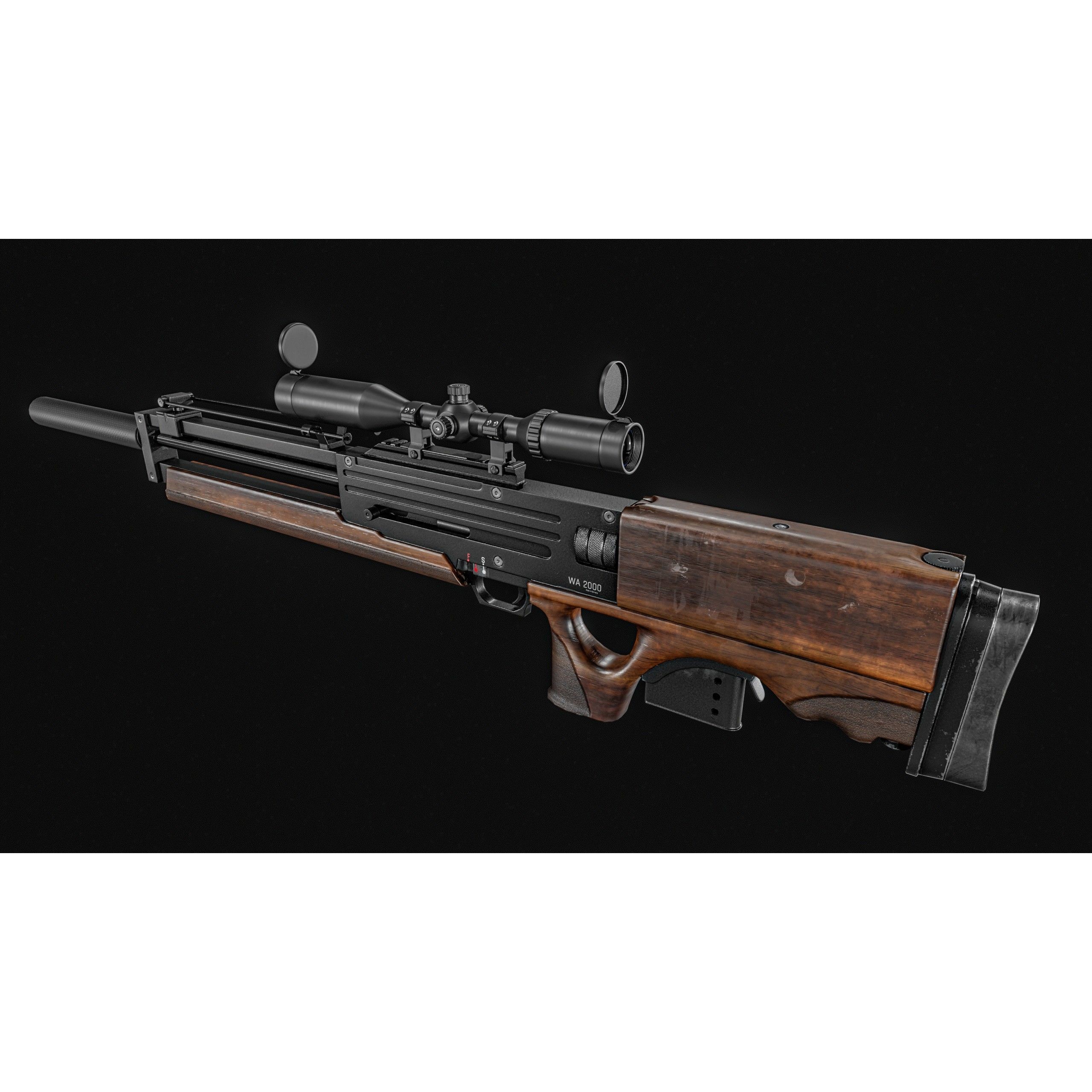 WA 2000 Sniper Rifle - Low-Poly Game-Ready 3D Model - View 7