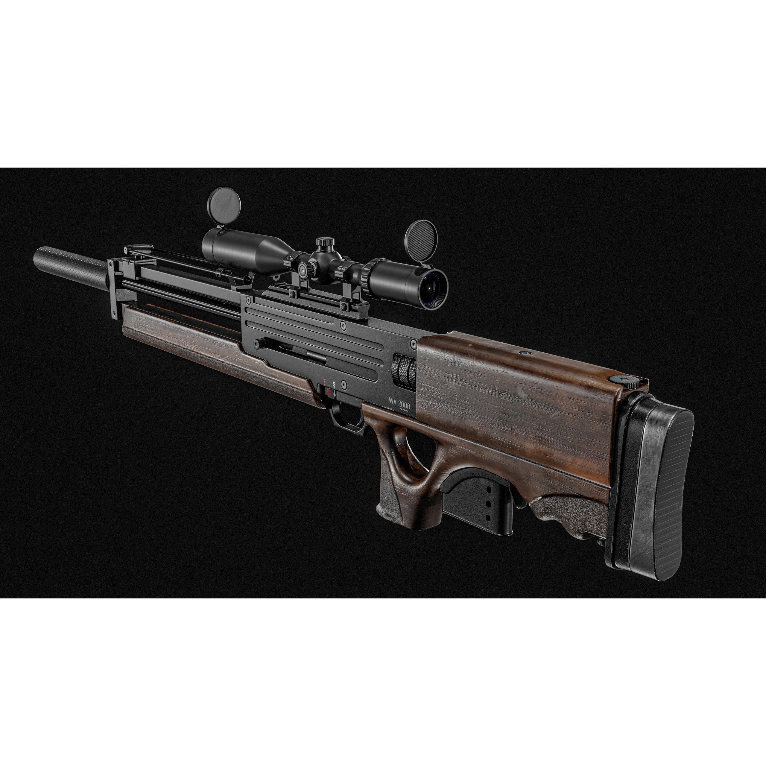 WA 2000 Sniper Rifle - Low-Poly Game-Ready 3D Model - View 9