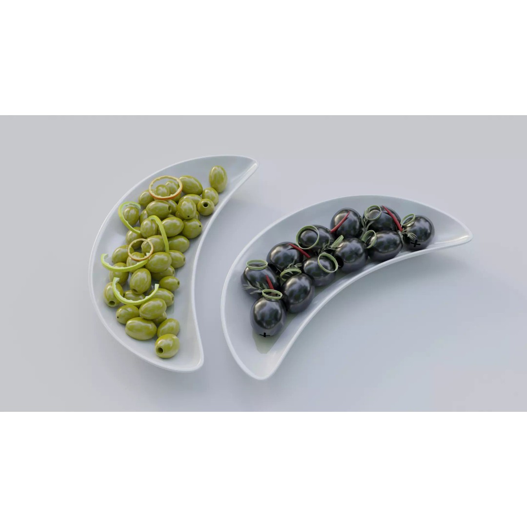 Olives 3D Model – Realistic Porcelain Plates with PBR Textures - View 2