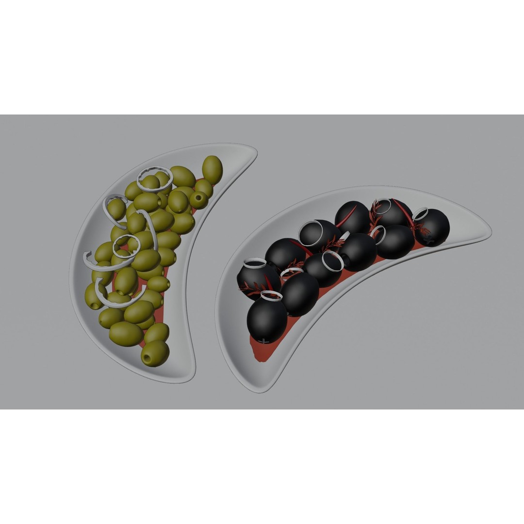 Olives 3D Model – Realistic Porcelain Plates with PBR Textures - View 3