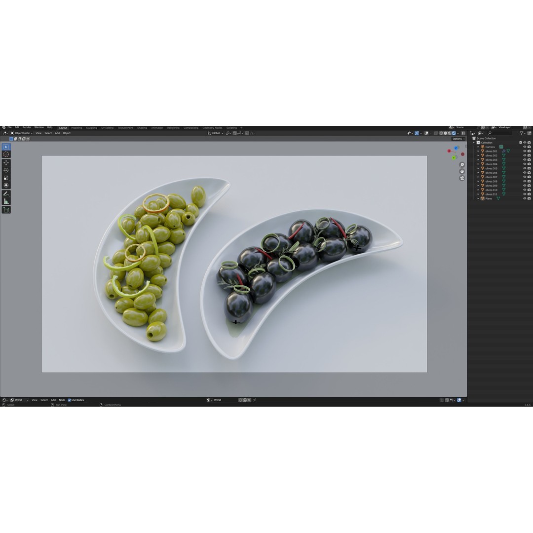 Olives 3D Model – Realistic Porcelain Plates with PBR Textures - View 5