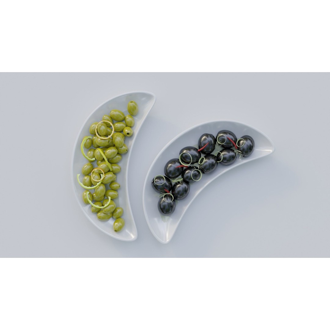 Olives 3D Model – Realistic Porcelain Plates with PBR Textures - View 6