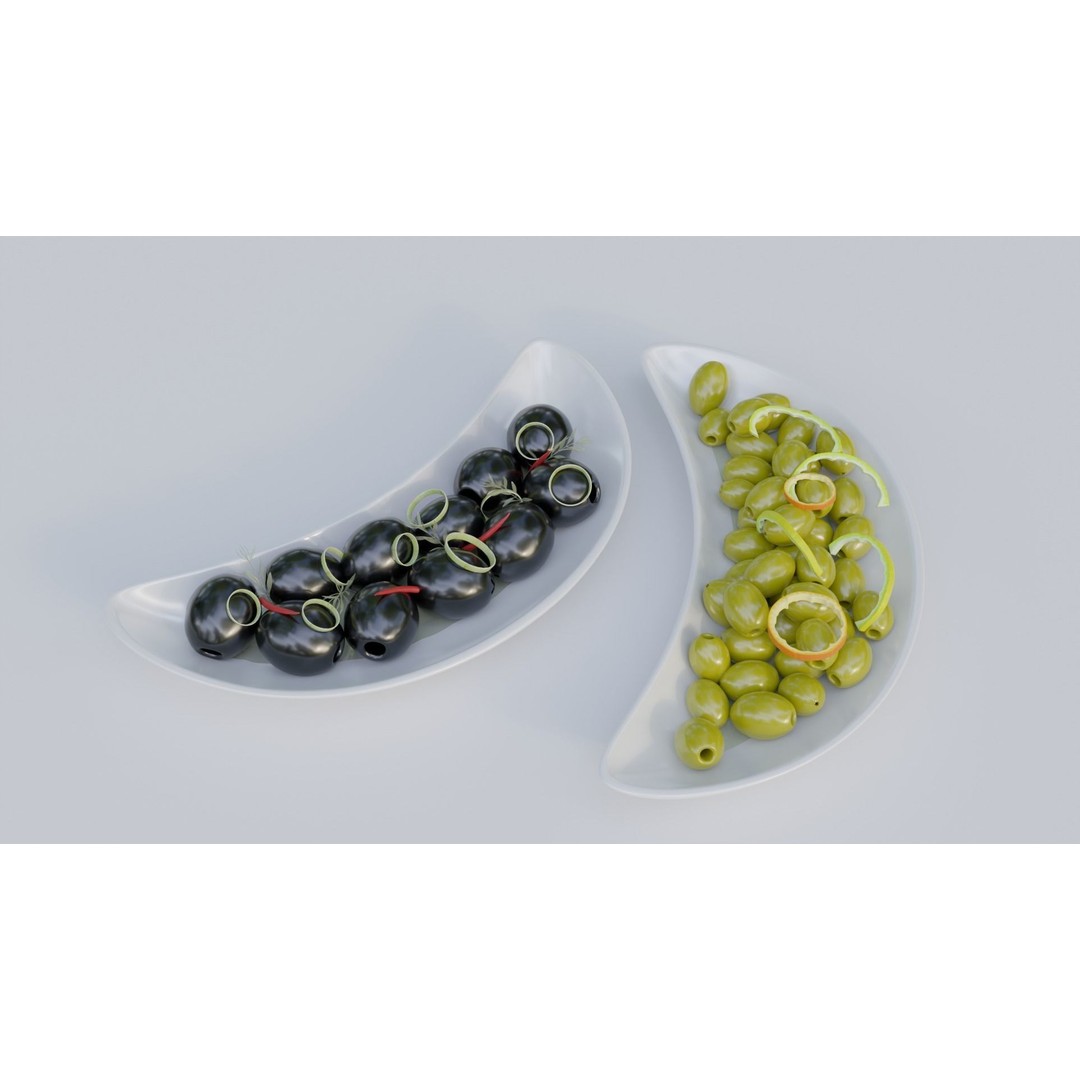 Olives 3D Model – Realistic Porcelain Plates with PBR Textures - View 7