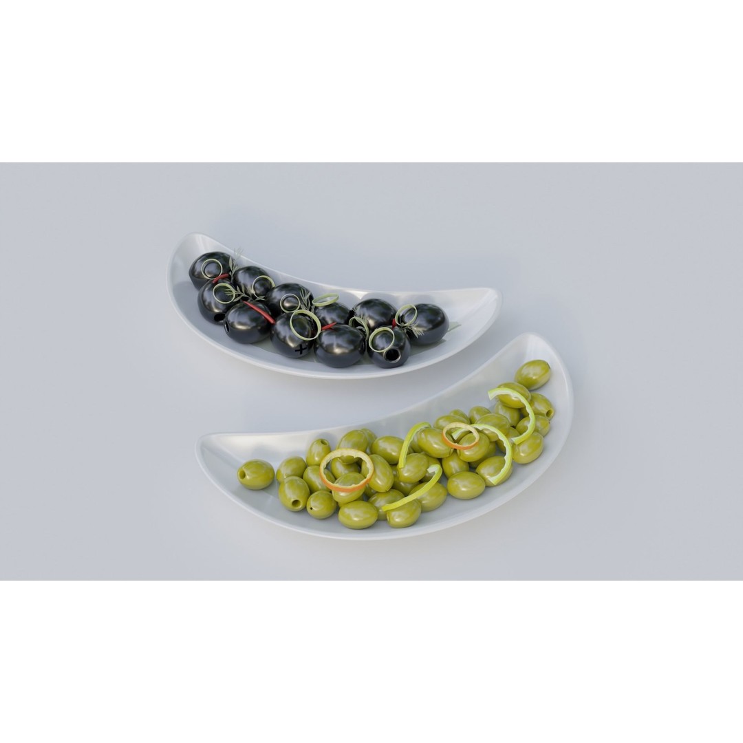 Olives 3D Model – Realistic Porcelain Plates with PBR Textures - View 8