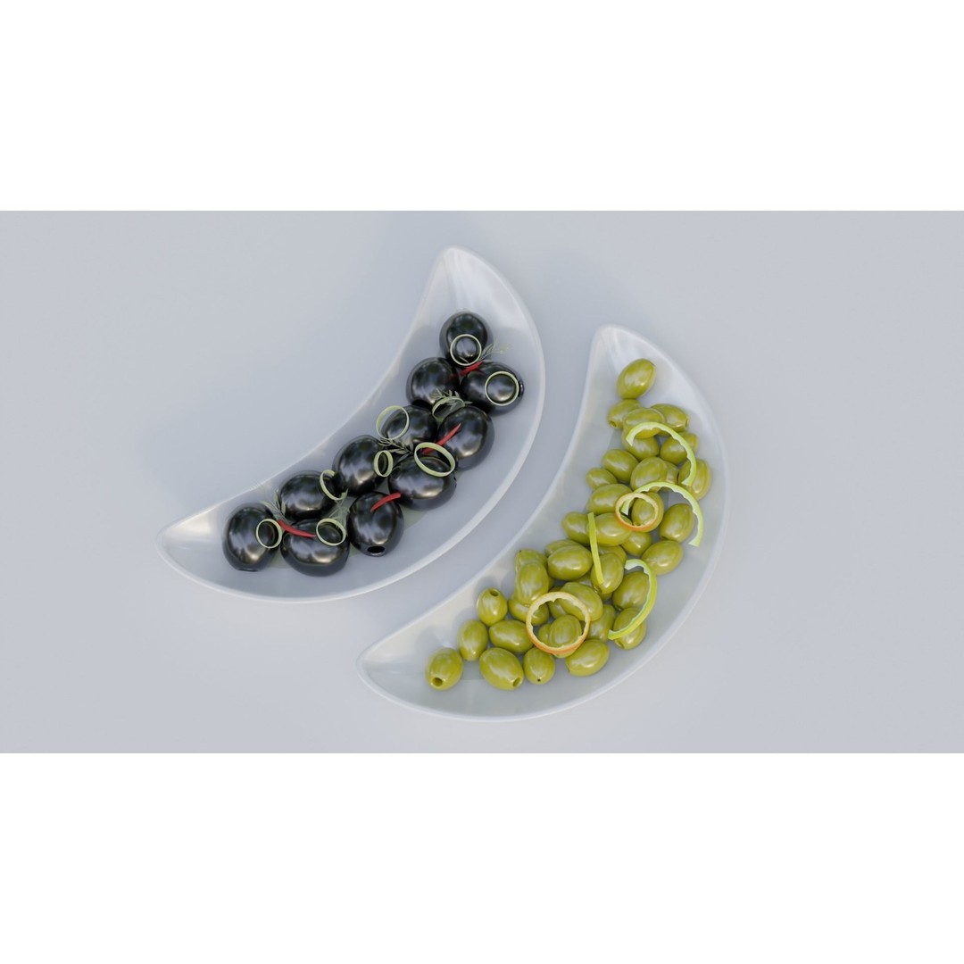 Olives 3D Model – Realistic Porcelain Plates with PBR Textures - View 9