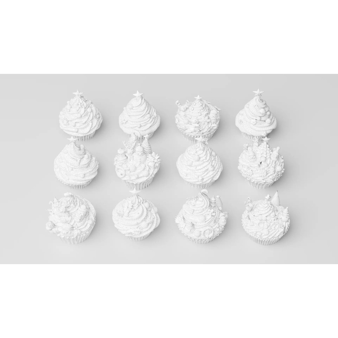 Christmas Cupcake 3D Model – PBR Textured Game Asset, FBX, Blender