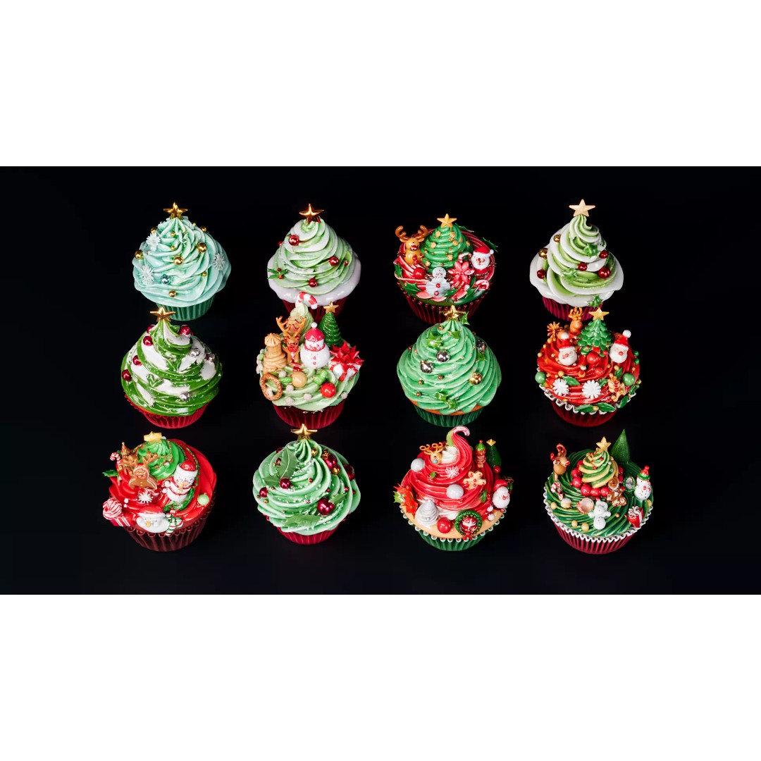 Christmas Cupcake 3D Model – PBR Textured Game Asset, FBX, Blender - View 2