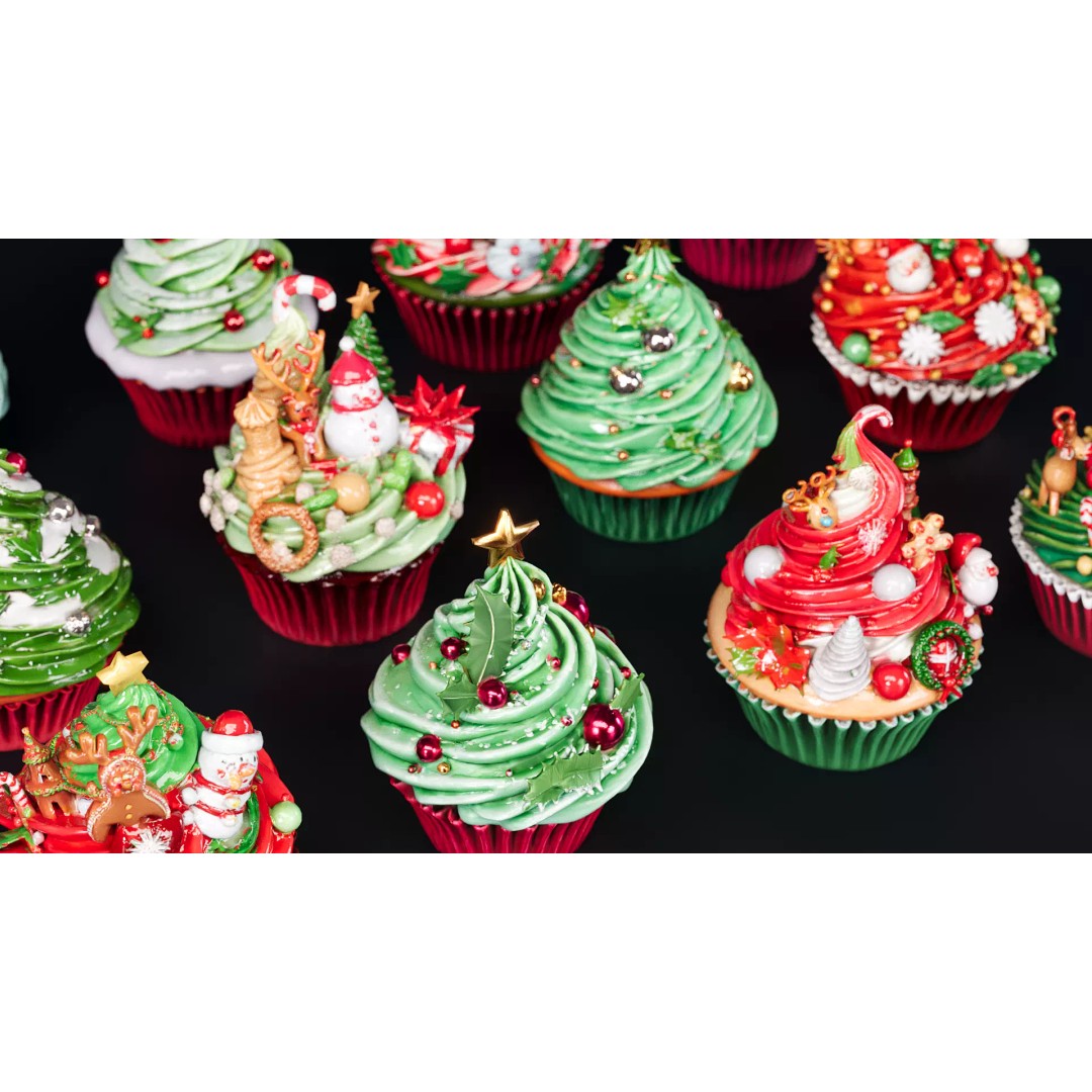 Christmas Cupcake 3D Model – PBR Textured Game Asset, FBX, Blender - View 5