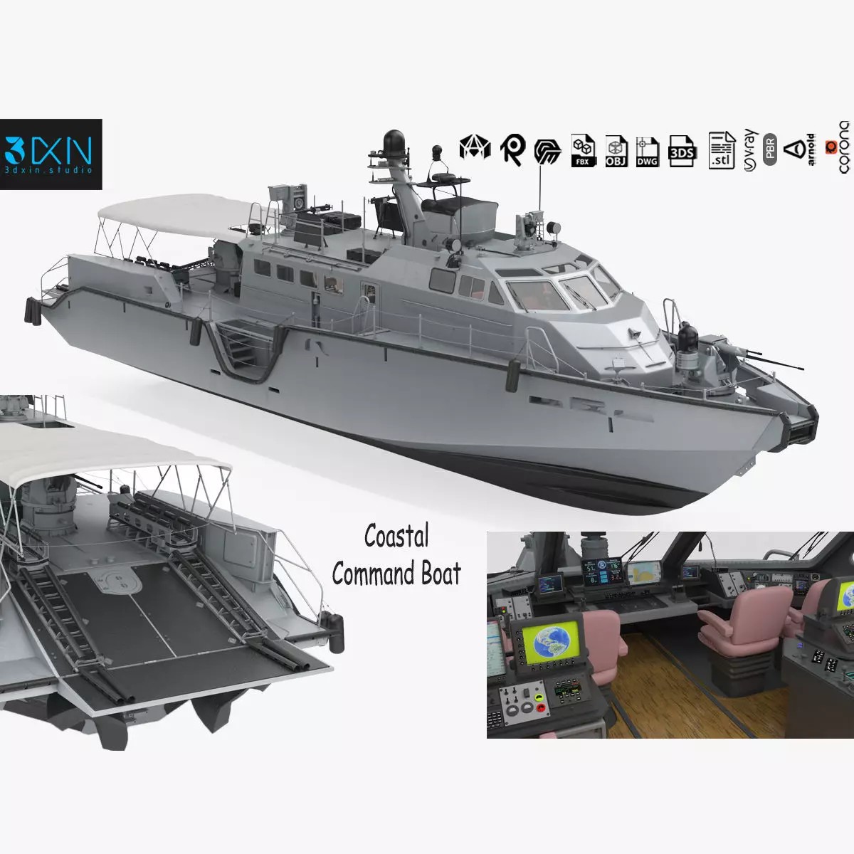 Coastal Command Patrol Boat - Game-Ready 3D Model - View 2