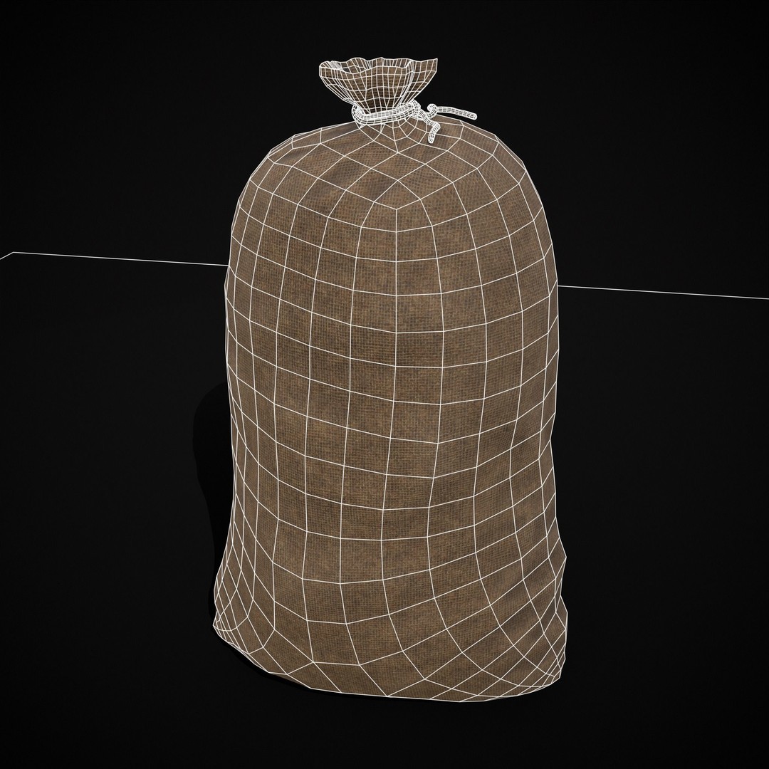 Burlap Sacks of Red Apples 3D Model – Low Poly PBR Asset, FBX, OBJ - View 9