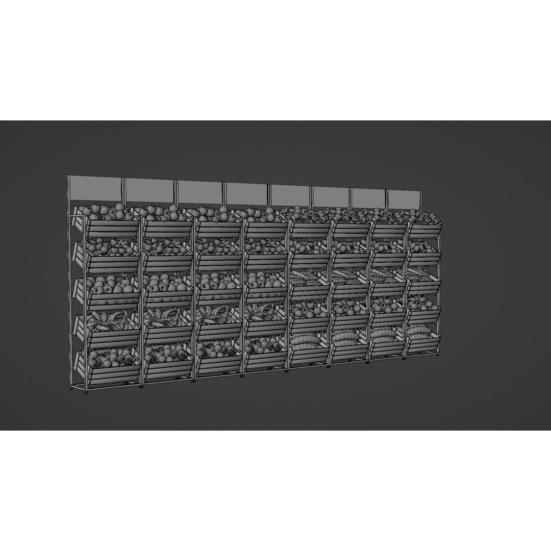 Food Stands 3D Model – High Detail Supermarket Showcase, PBR Textured