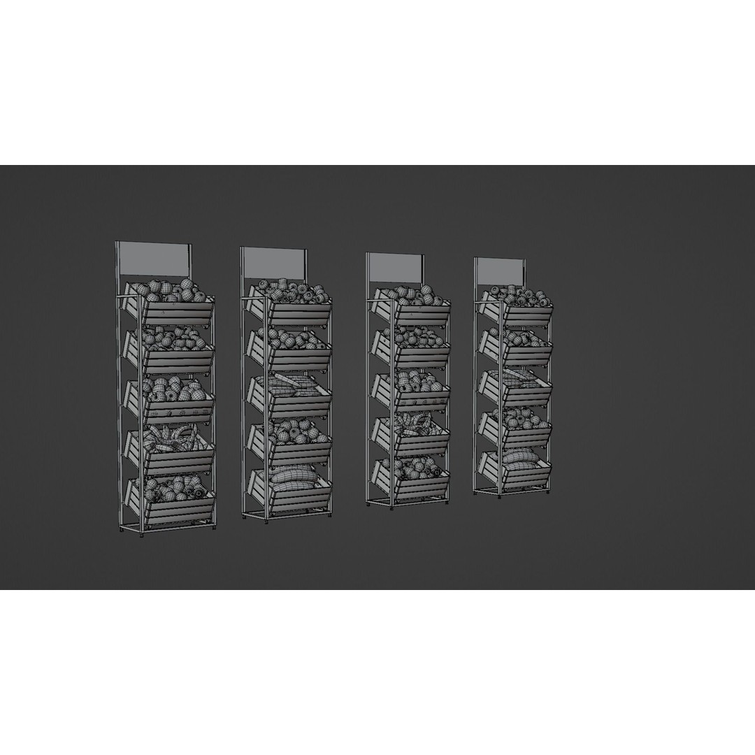 Food Stands 3D Model – High Detail Supermarket Showcase, PBR Textured - View 12