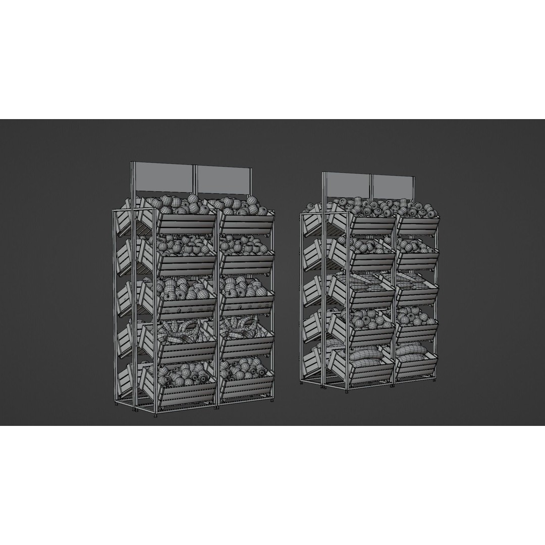 Food Stands 3D Model – High Detail Supermarket Showcase, PBR Textured - View 13