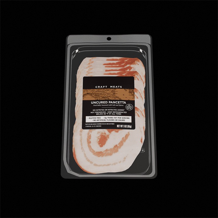 Uncured Pancetta 3D Model – Photorealistic PBR Asset, FBX - View 3