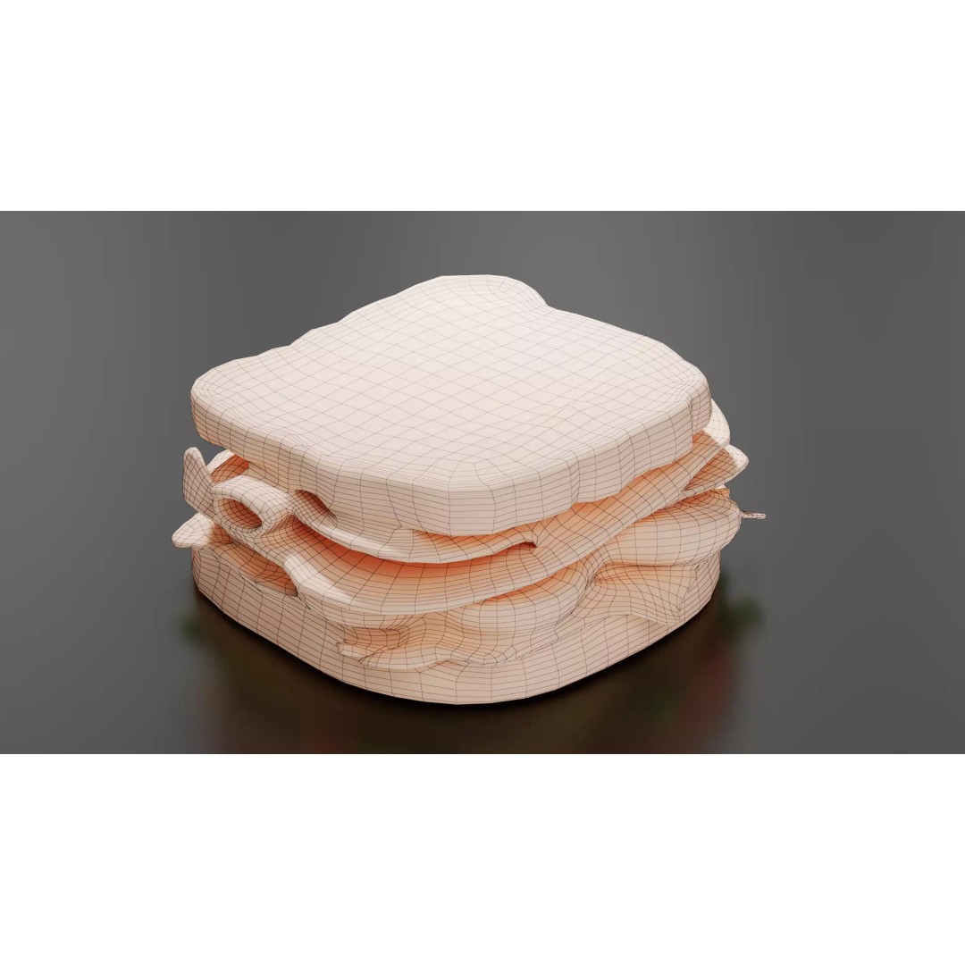 Sandwich 3D Model – Low Poly PBR Model for Games & Printing - View 16