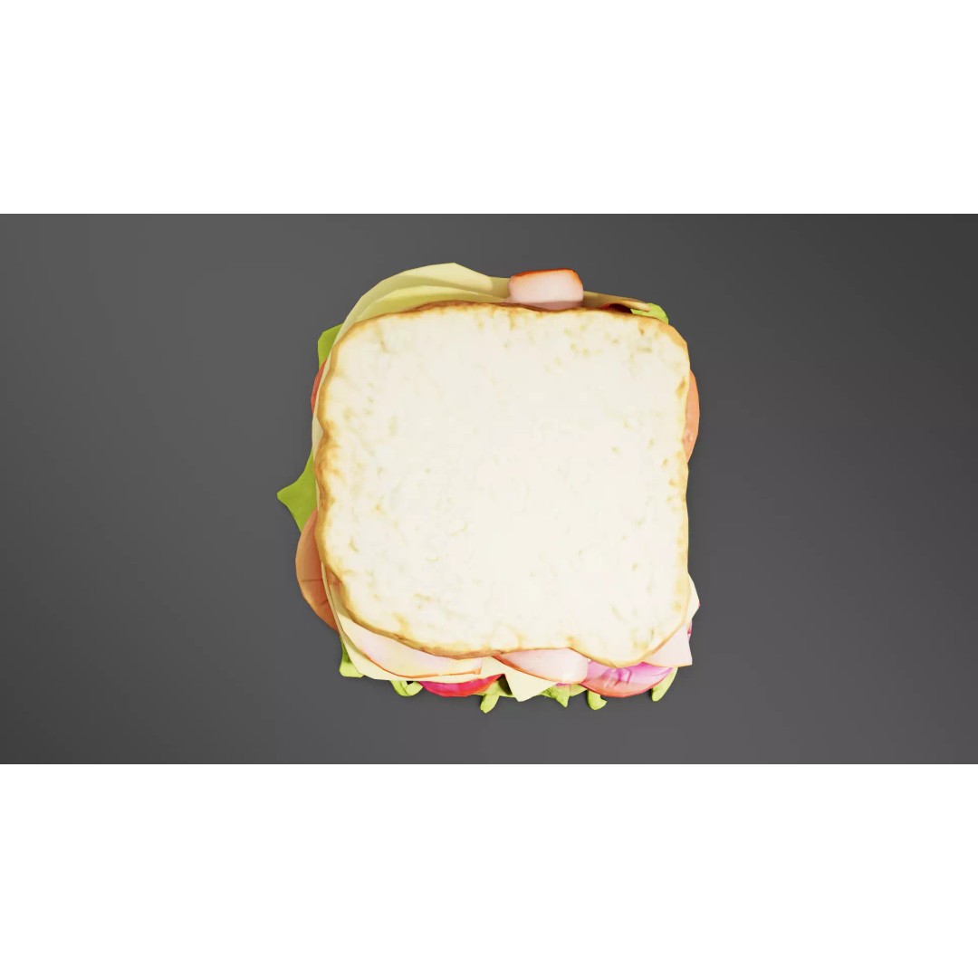 Sandwich 3D Model – Low Poly PBR Model for Games & Printing - View 7