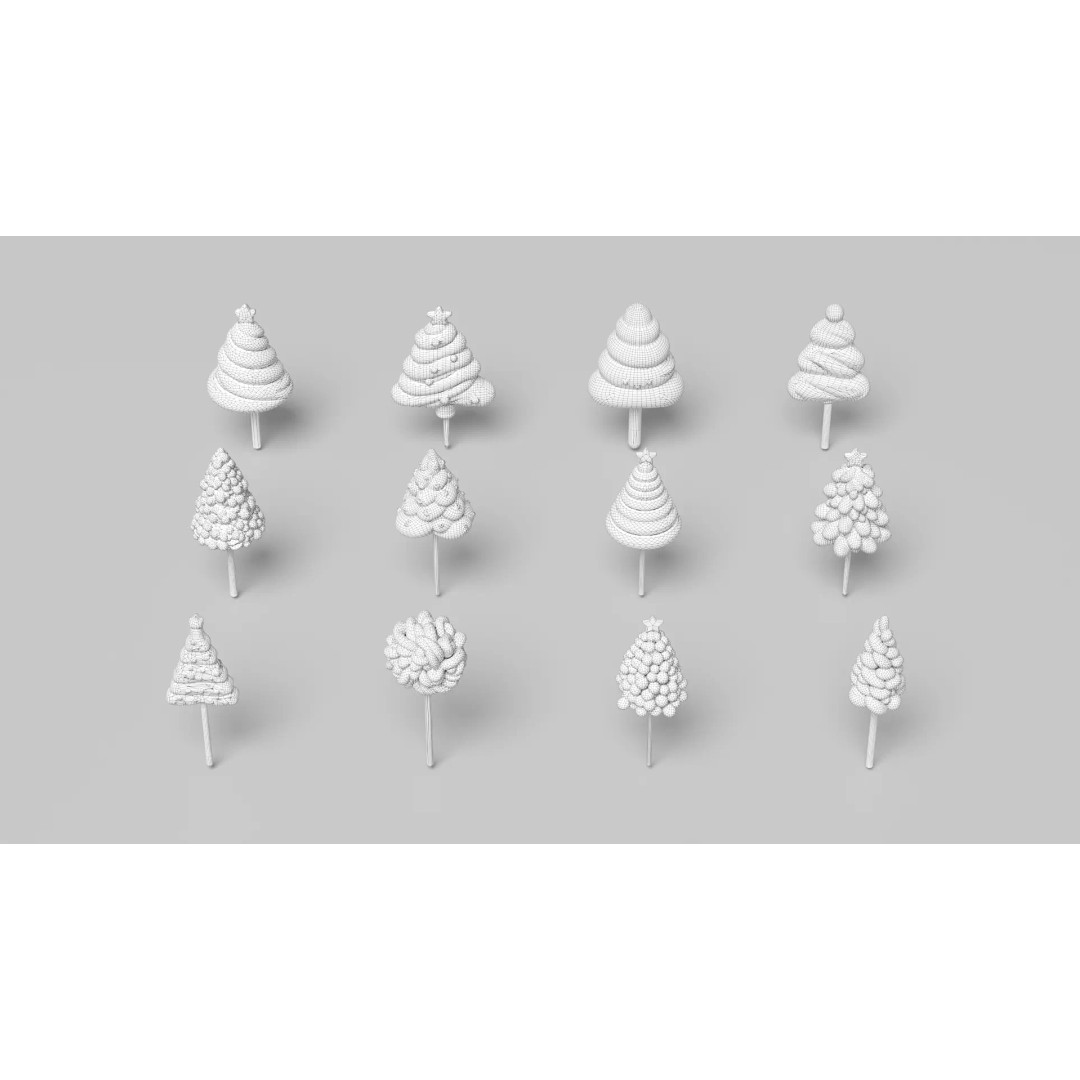Christmas Tree Lollipop 3D Model – PBR Textured, Multiple Formats