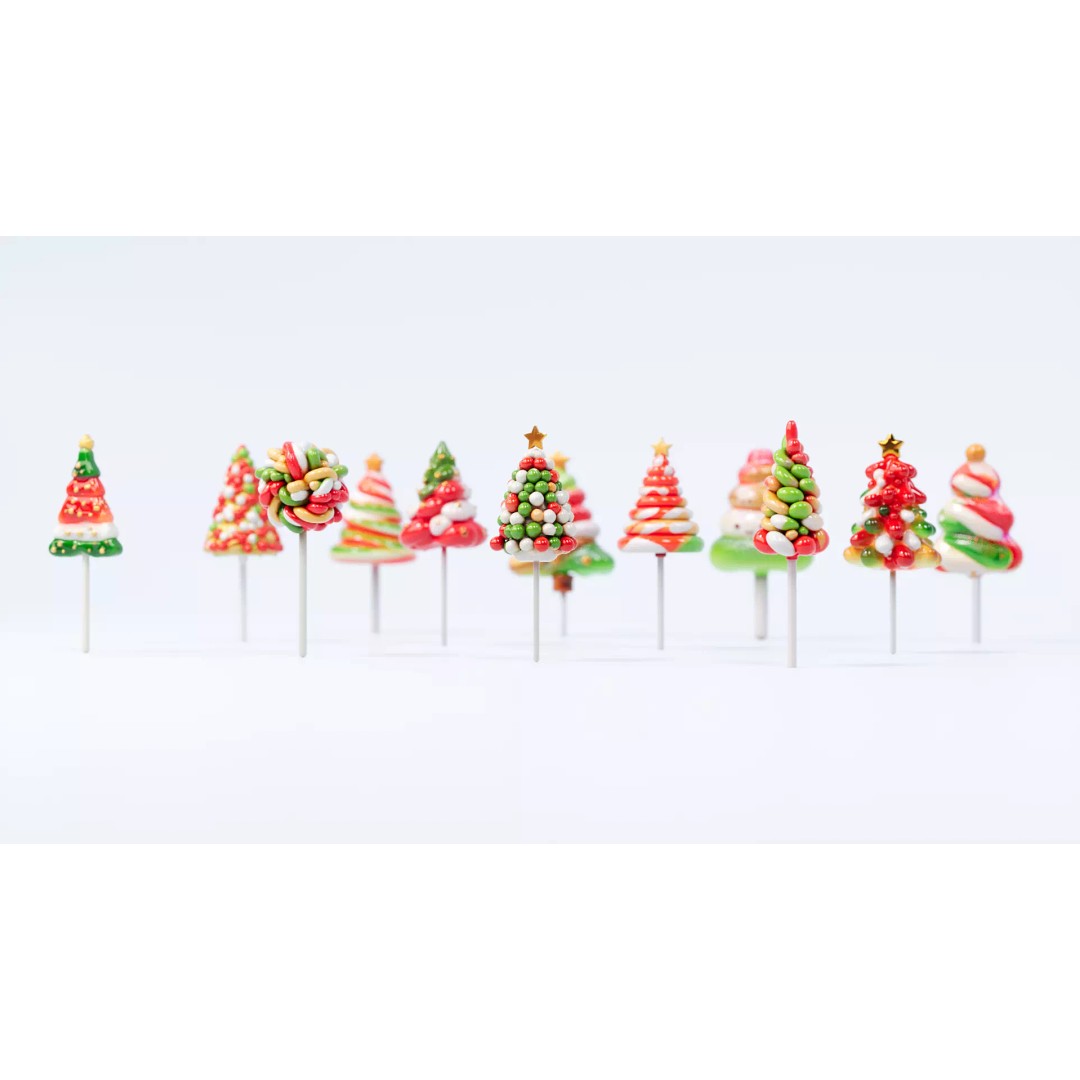 Christmas Tree Lollipop 3D Model – PBR Textured, Multiple Formats - View 6