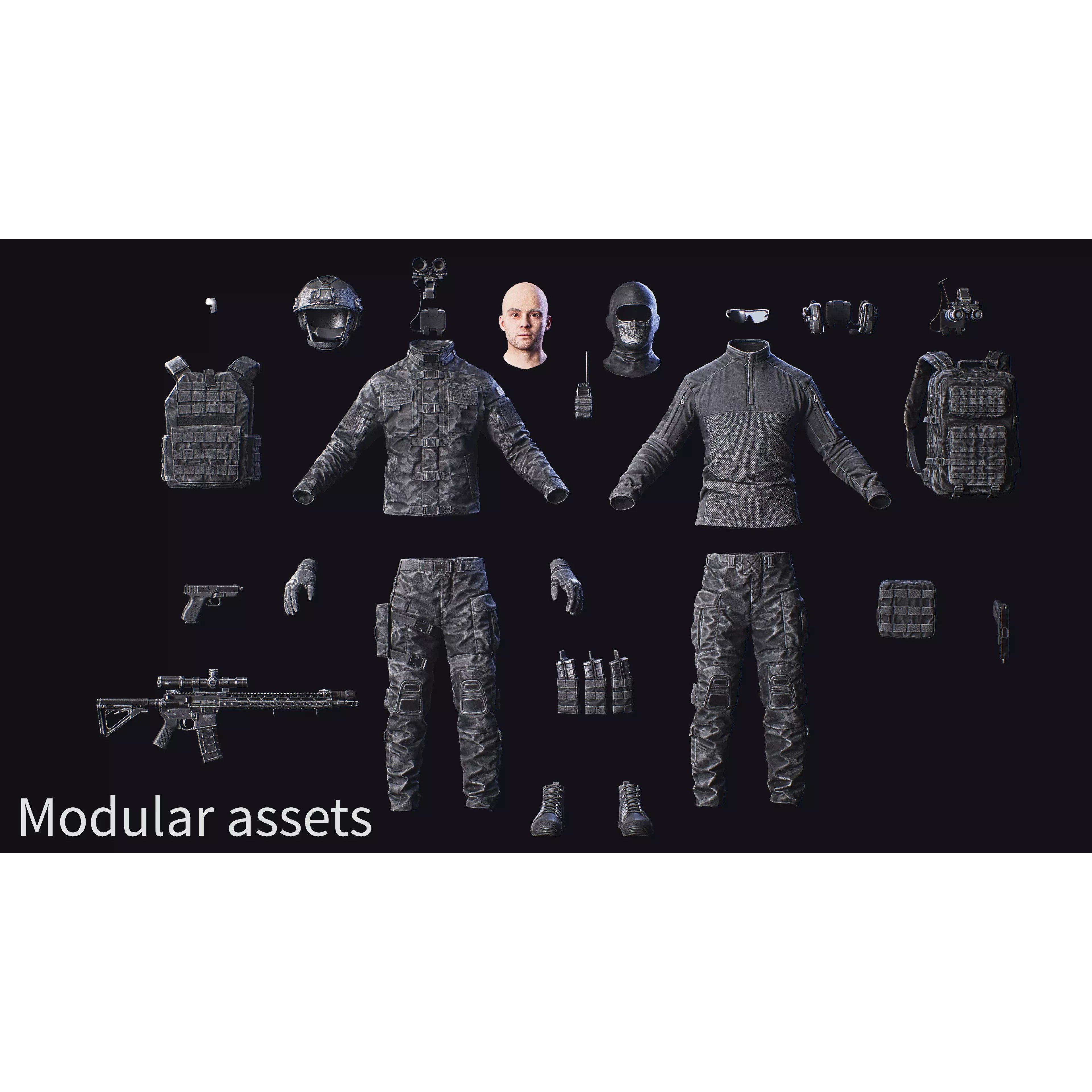 Modular Tactical Soldier - Low-Poly Game-Ready 3D Model - View 13